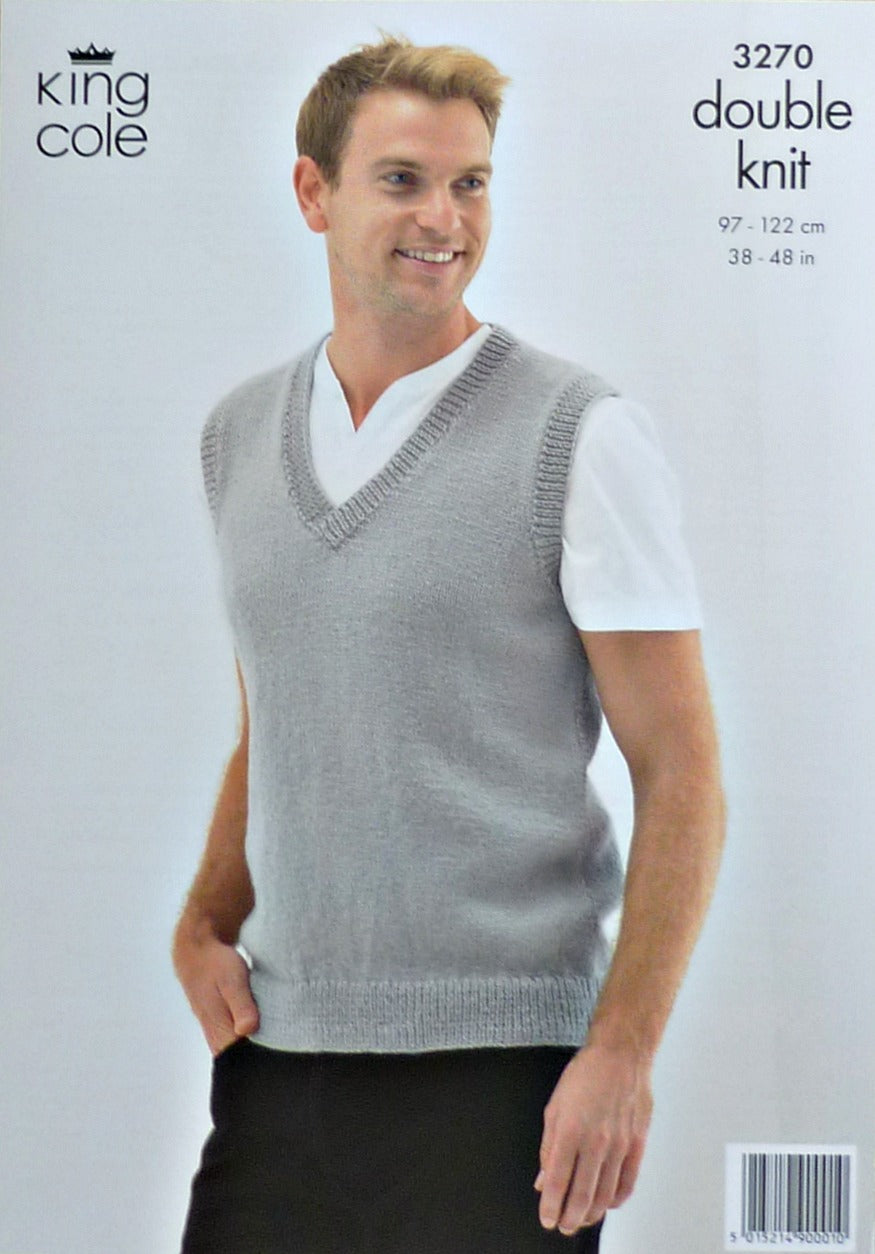 DIGITAL Knitting Pattern Men's Slipover and Waistcoat DK King Cole 3270