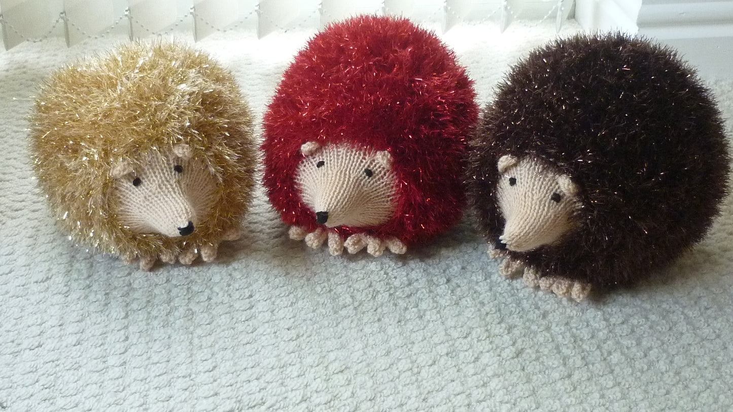 DIGITAL Knitting Pattern Hedgehogs 3 Sizes Stuffed Toys Tinsel Chunky King Cole 9015