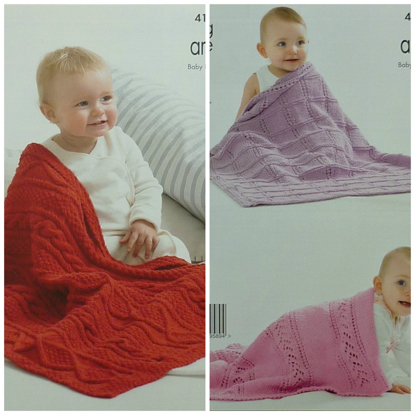 DIGITAL Knitting Pattern 3 Styles Textured & Cable Baby Blankets Aran King Cole 4137