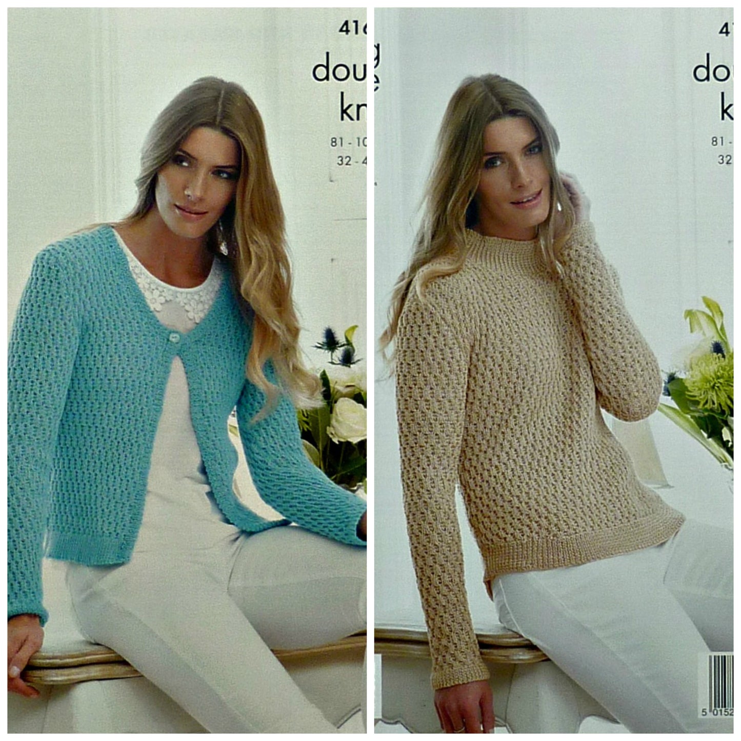 DIGITAL Knitting Pattern Ladies Textured Jumper and Cardigan Cotton DK King Cole 4168