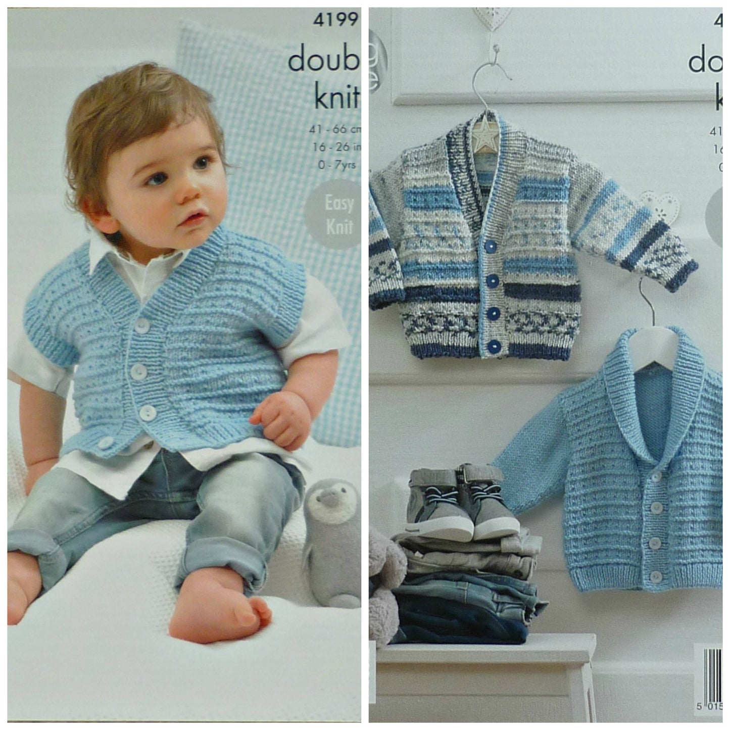 DIGITAL Knitting Pattern Baby's Jacket, Cardigan and Waistcoat DK 4199 King Cole