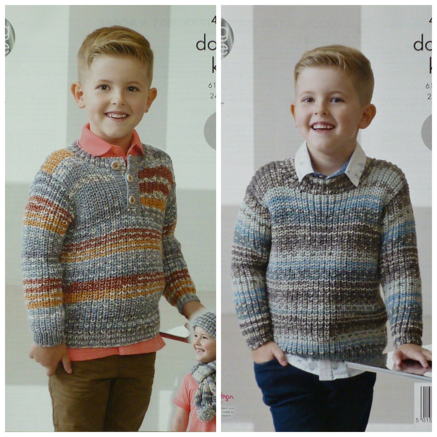 DIGITAL Knitting Pattern Childrens Easy Knit Jumpers Hat & Scarf Drifter DK King Cole 4453