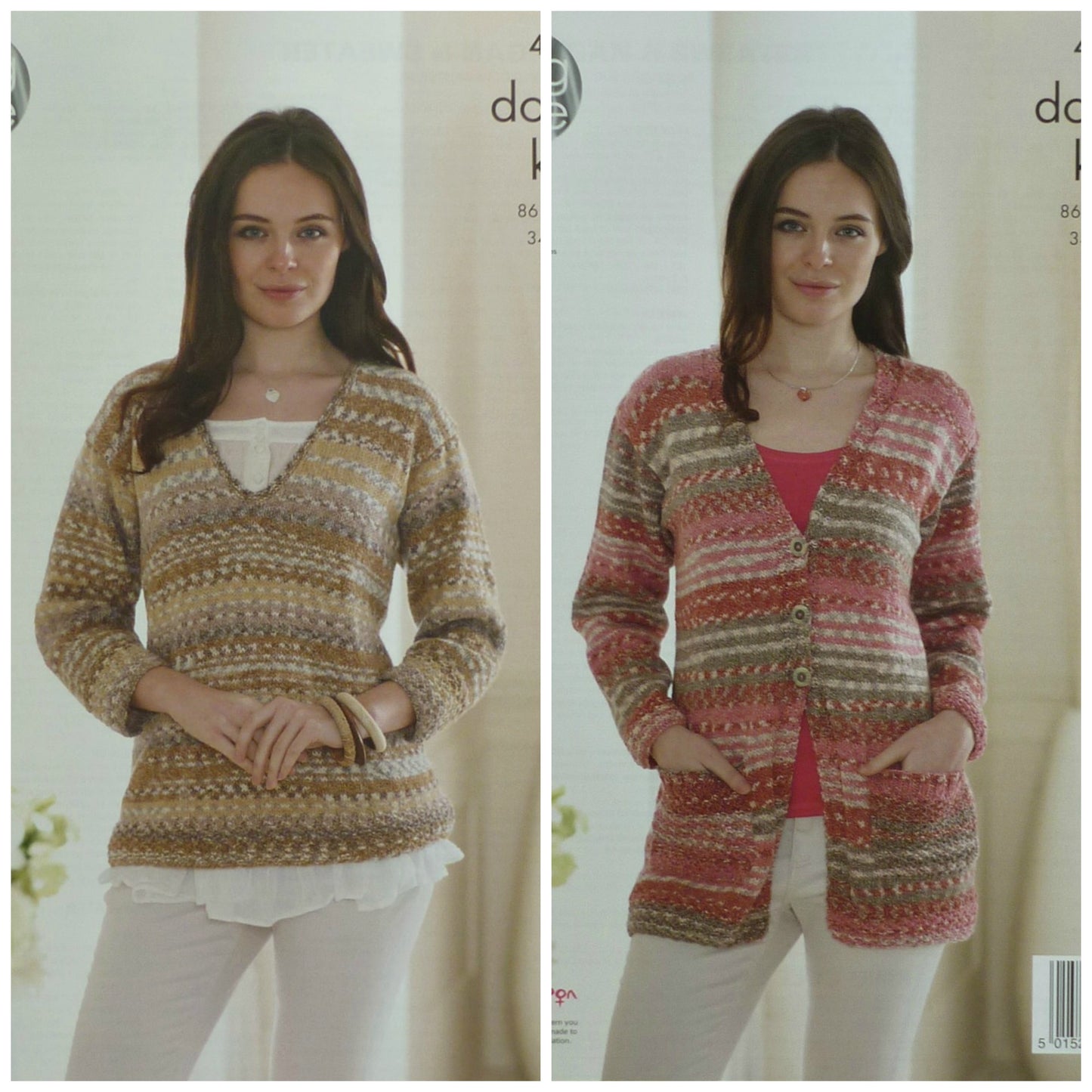 DIGITAL Knitting Pattern Ladies Jumper and Long Jacket Pockets Drifter DK King Cole 4544