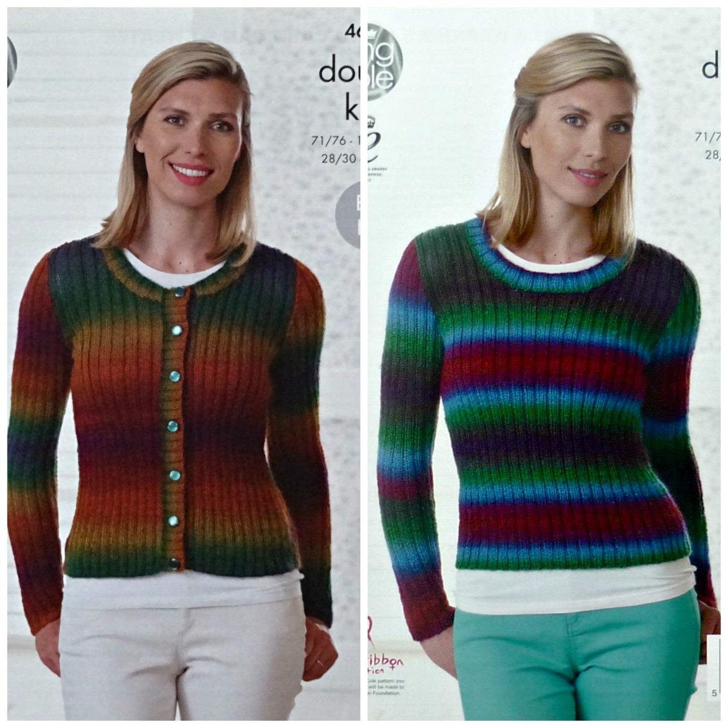 DIGITAL Knitting Pattern Ladies Ribbed Cardigan and Jumper Riot DK King Cole 4681