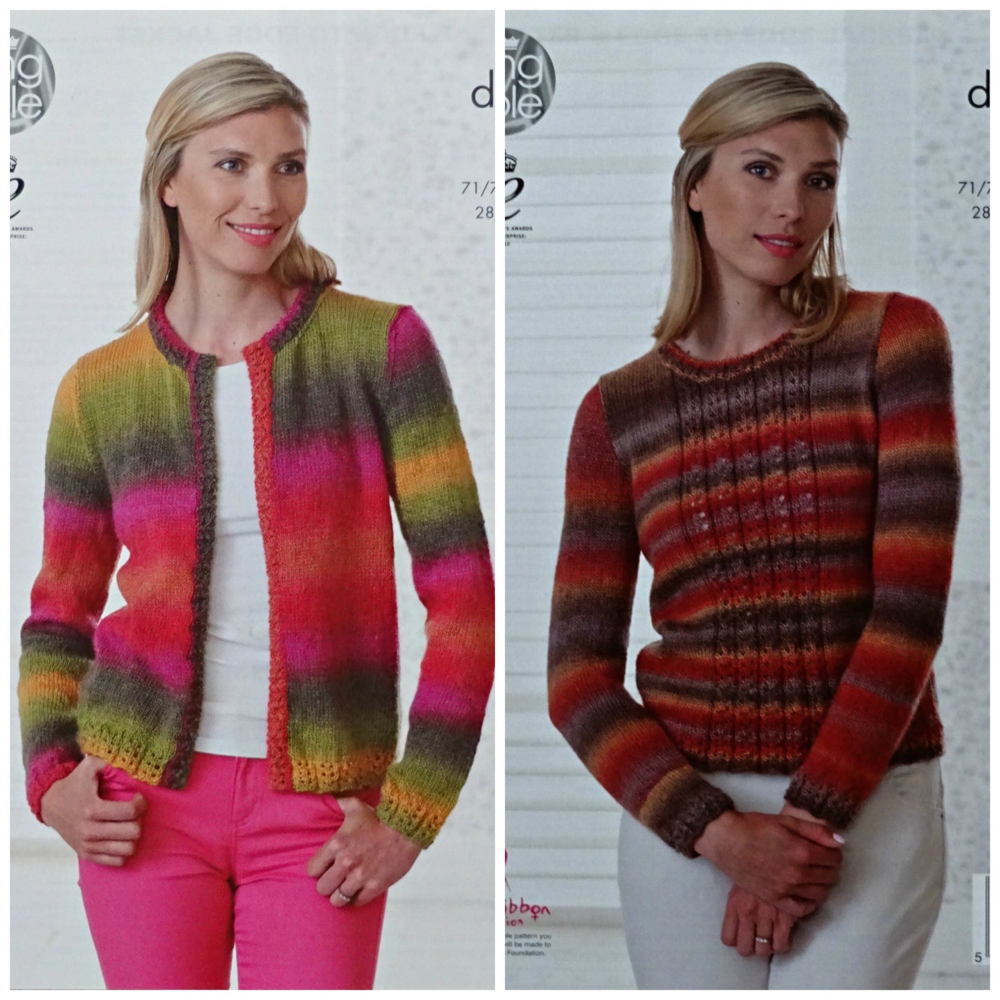 DIGITAL Knitting Pattern Ladies Lace Hem & Cuffs Cardigan and Jumper Riot DK King Cole 4682