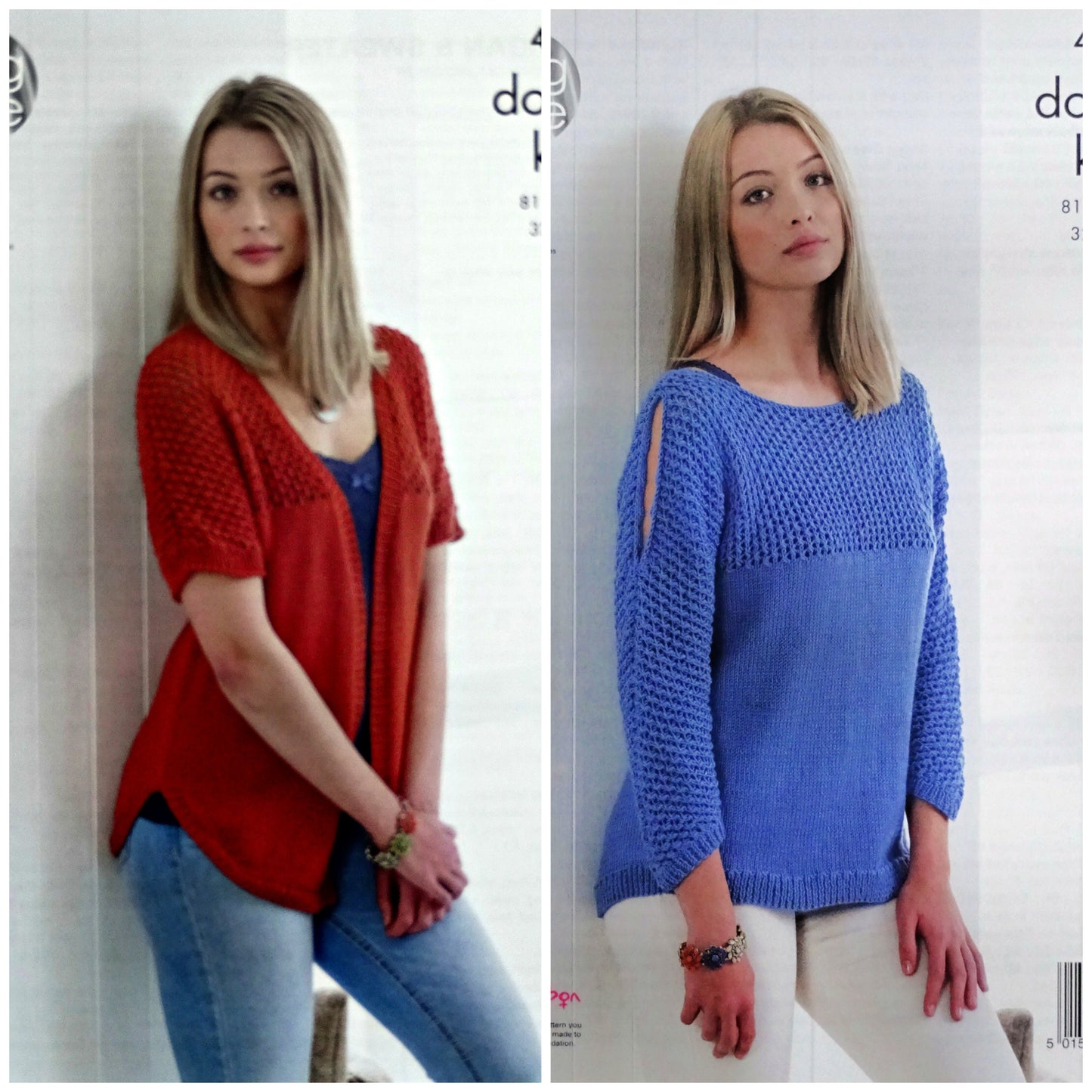 DIGITAL Knitting Pattern Ladies Lace Yoke Cardigan & Jumper DK King Cole 4831