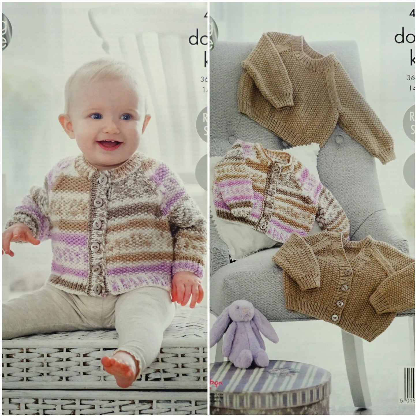 DIGITAL Knitting Pattern Baby Easy Knit Cardigans and Jumper DK 4910 King Cole