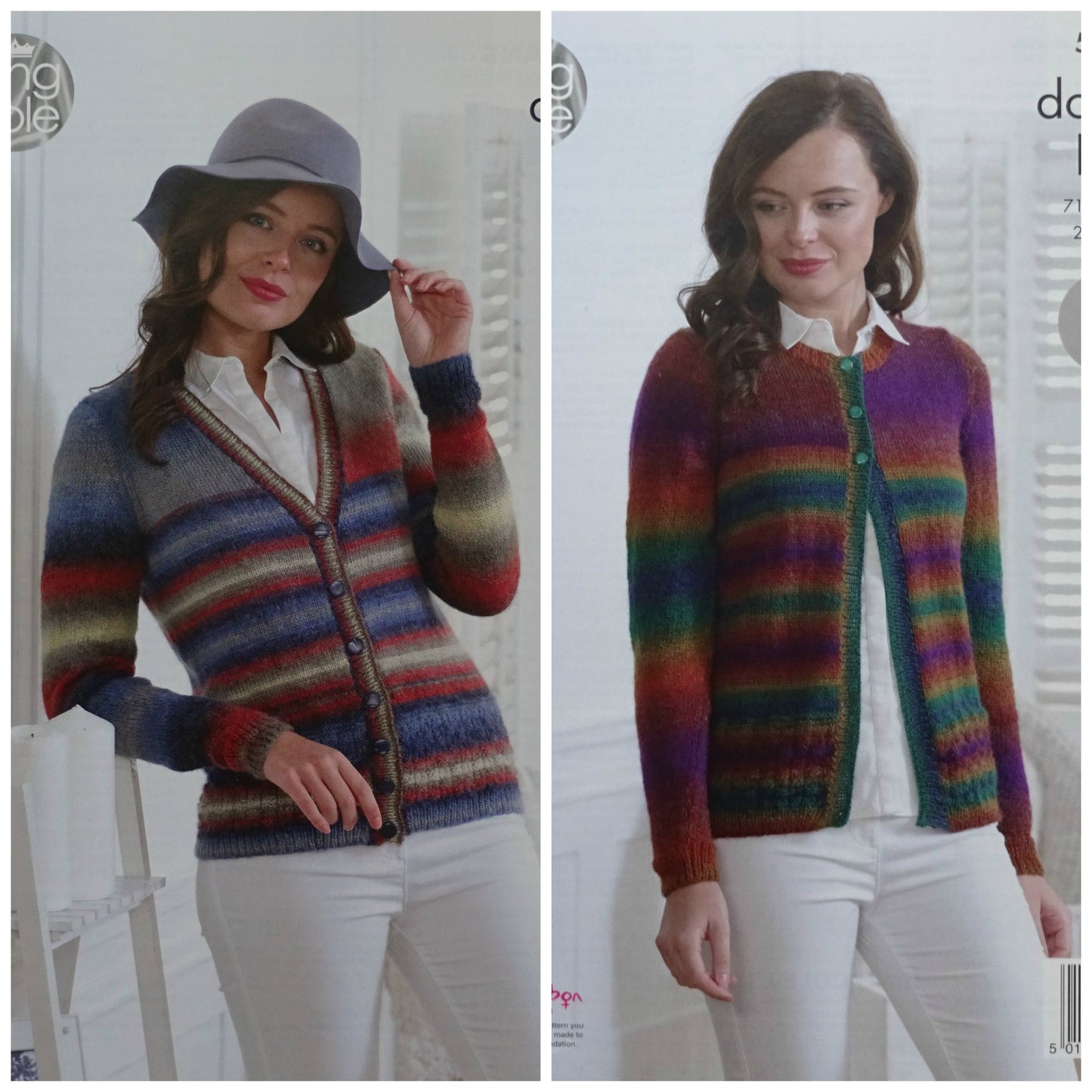 DIGITAL Knitting Pattern Ladies Easy Knit Cardigans DK King Cole 5006