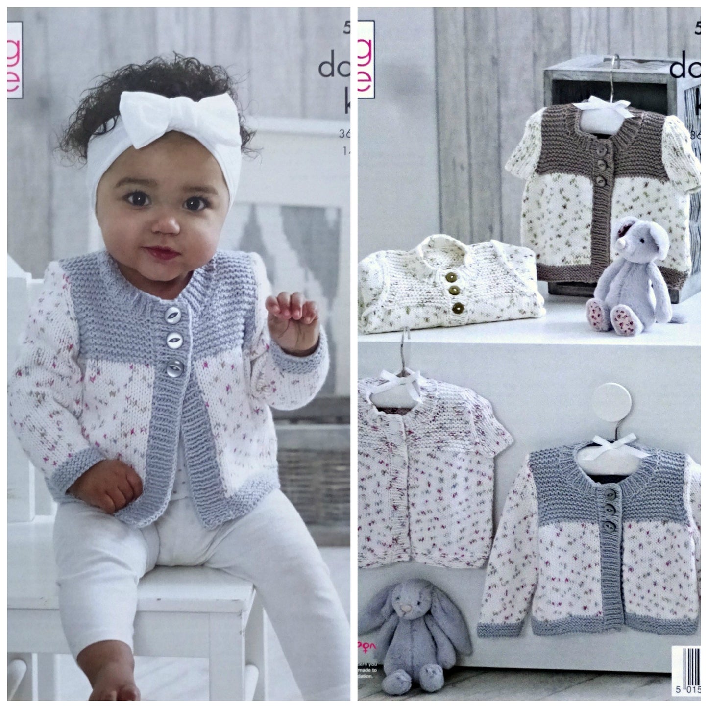 DIGITAL KNITTING PATTERN Baby Long & Cap Sleeve Cardigans Cottonsoft DK King Cole 5206