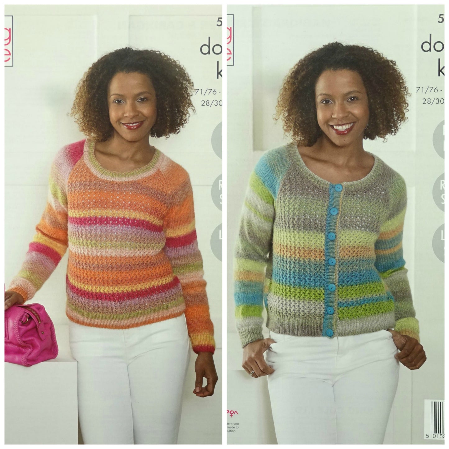 DIGITAL Knitting Pattern Ladies Easy Lace Jumper and Cardigan Riot DK King Cole 5230