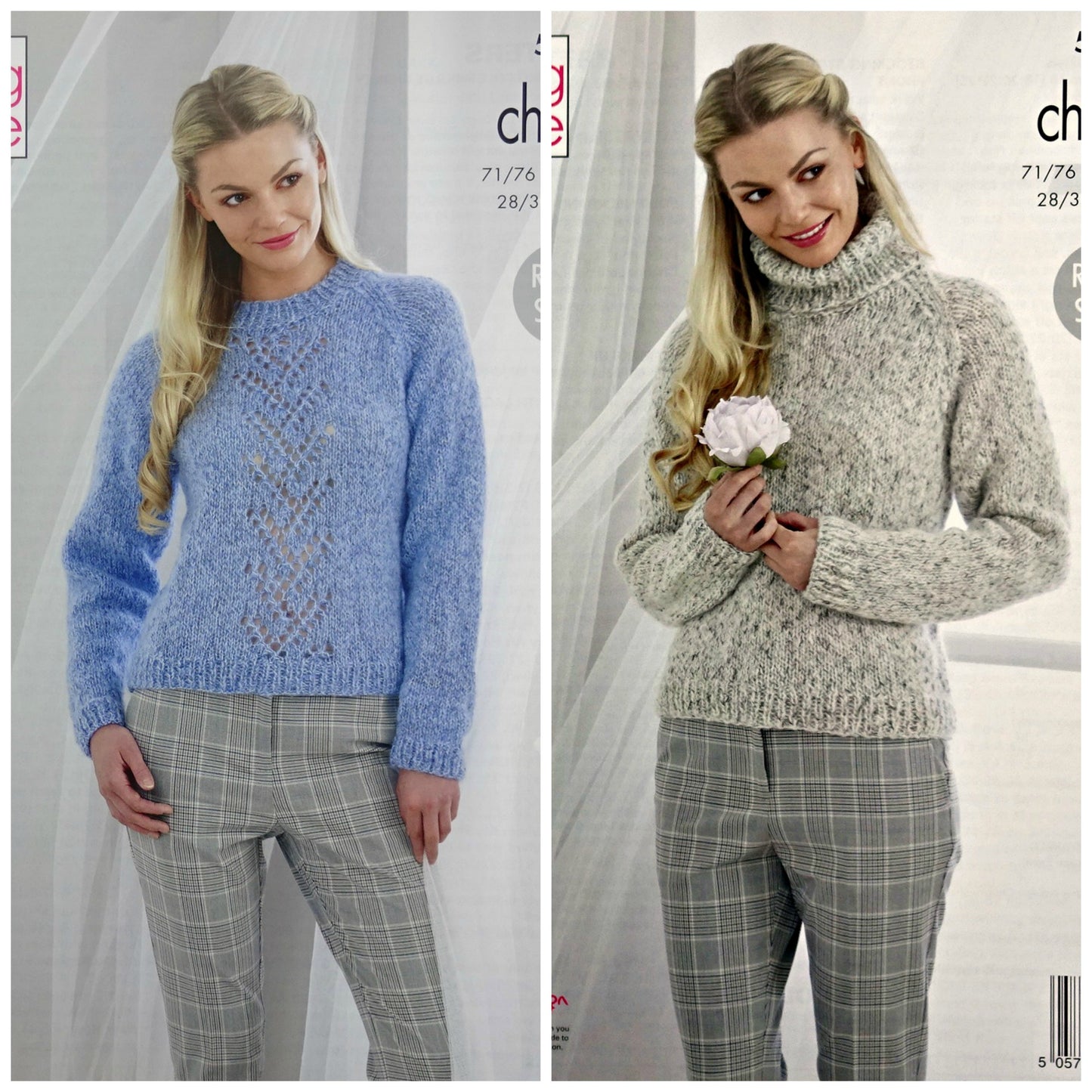 DIGITAL Knitting Pattern Ladies Lacy or Stocking Stitch Jumper Chunky King Cole 5282