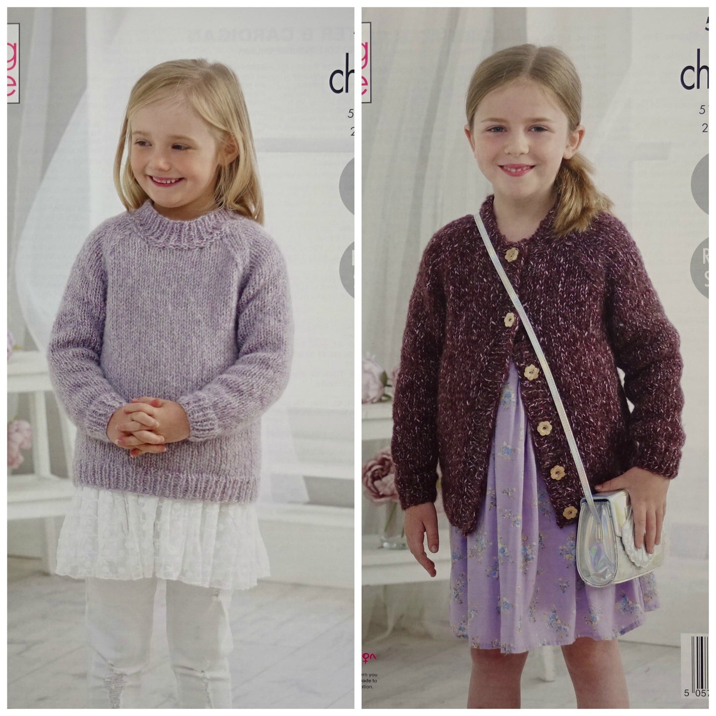 DIGITAL Knitting Pattern Girls Very Easy Knit Cardigan and Jumper Chunky King Cole 5284