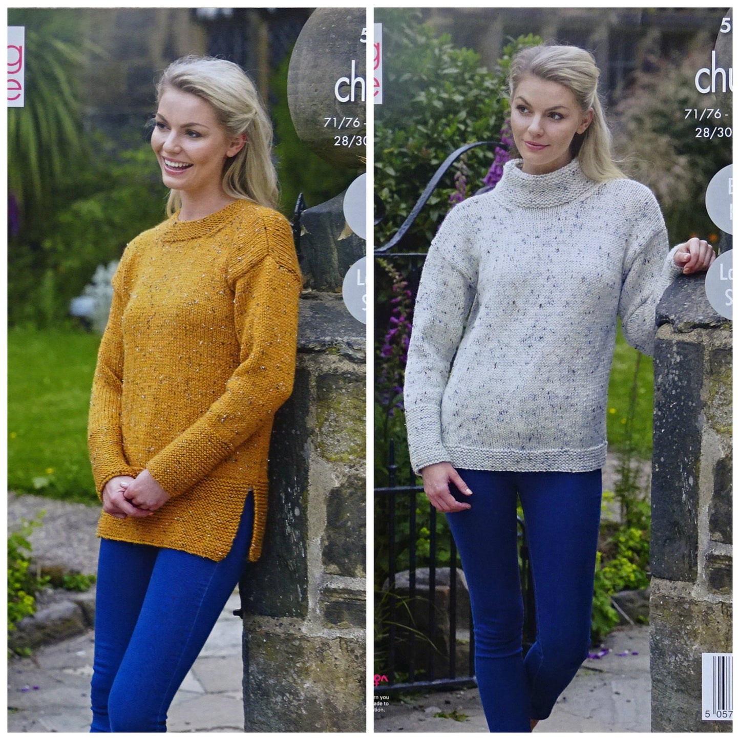 DIGITAL Knitting Pattern Ladies Very EASY KNIT Jumpers Inc Plus Size Chunky King Cole 5289