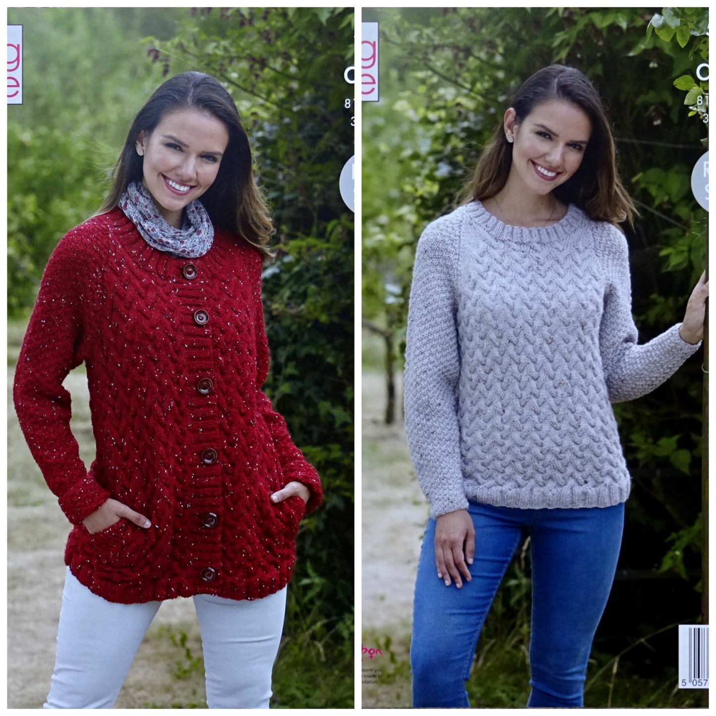 DIGITAL Knitting Pattern Ladies Cable Jumper and Jacket with Pockets Aran 5298 King Cole