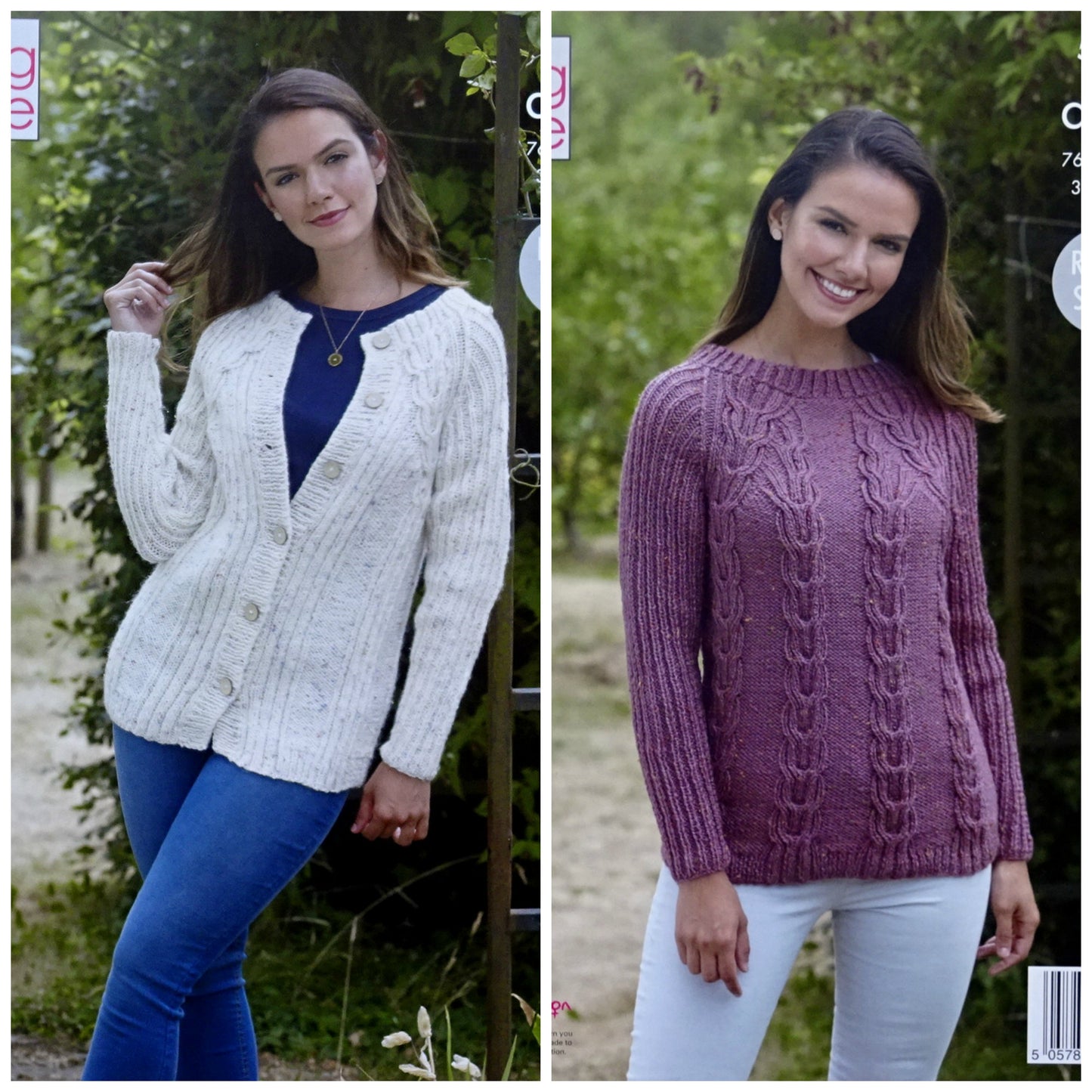 DIGITAL Knitting Pattern Ladies Cable Jacket and Jumper Aran 5299 King Cole