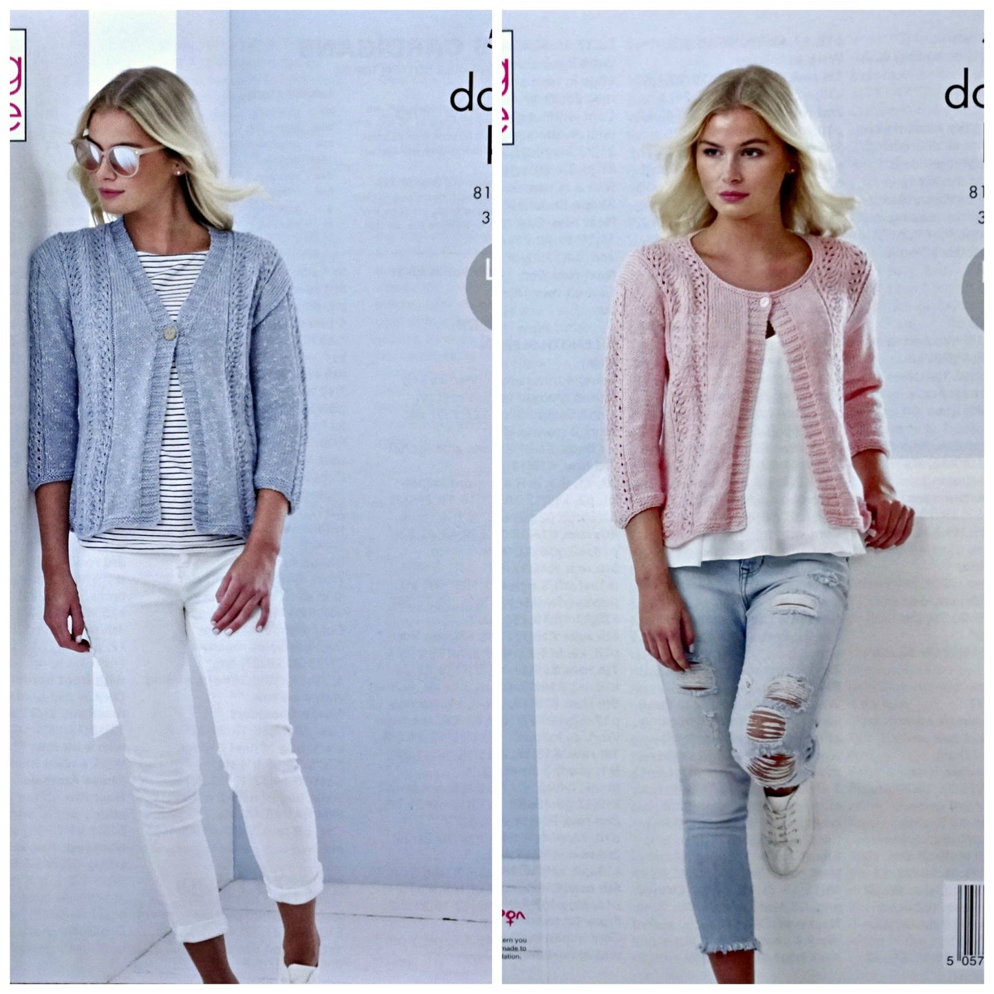 DIGITAL Knitting Pattern Ladies Lace Panel Cardigans Cotton Top DK King Cole 5371