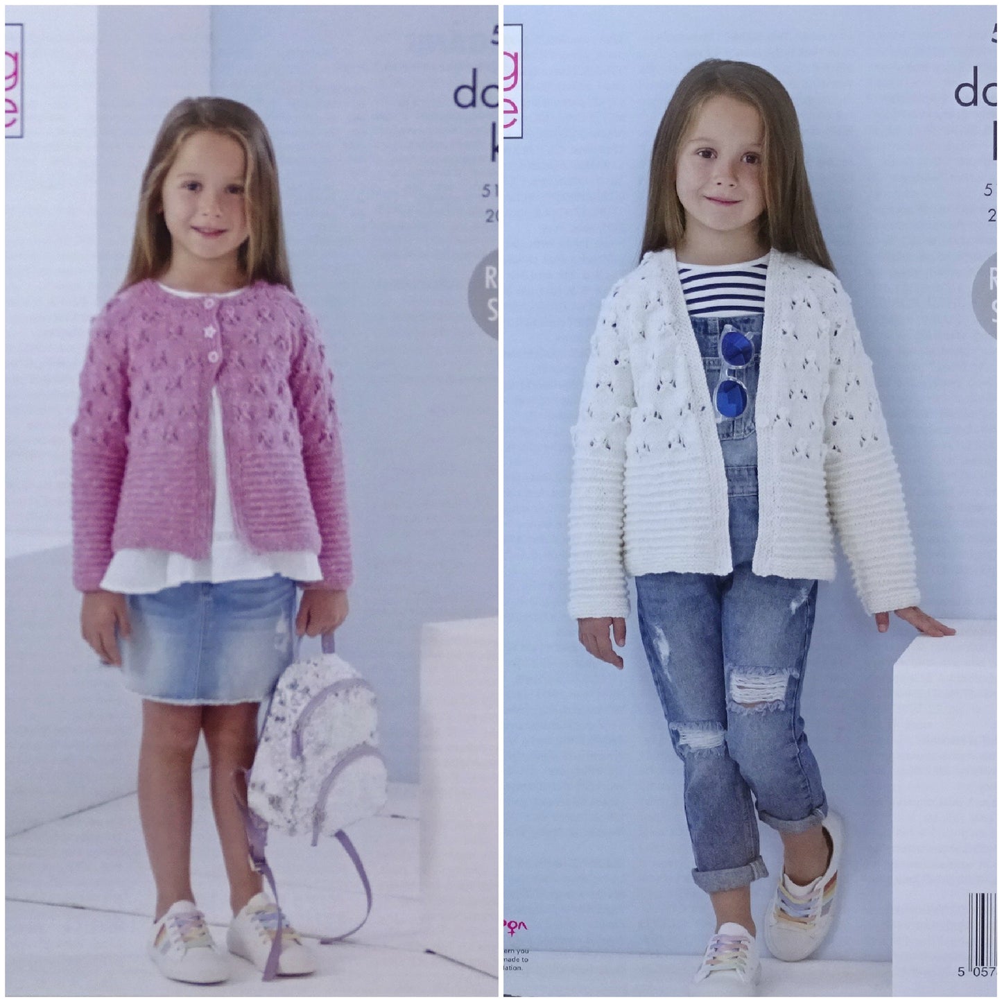 DIGITAL Knitting Pattern Childrens Easy Lace Round or V-Neck Cardigan DK 5377 King Cole