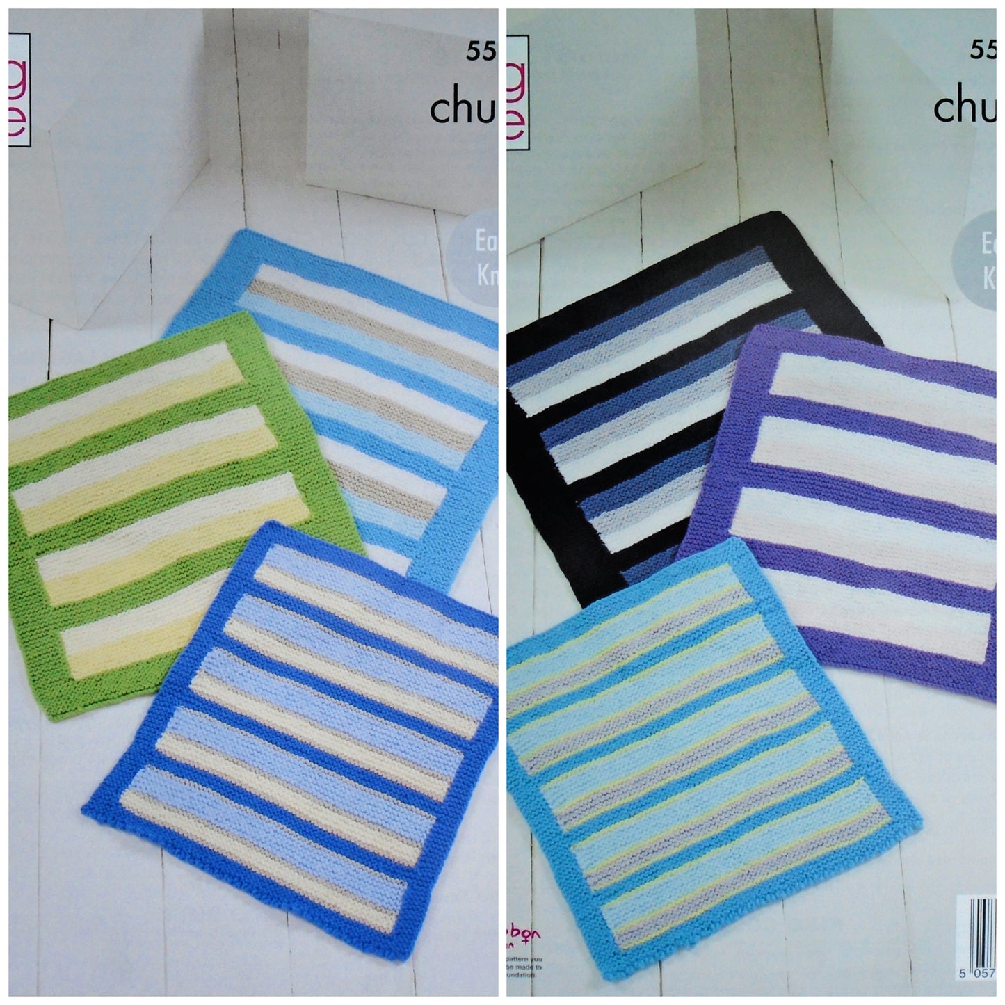 DIGITAL Knitting Pattern Baby Very Easy Knit Striped Baby Blankets - 3 Styles Chunky King Cole 5580