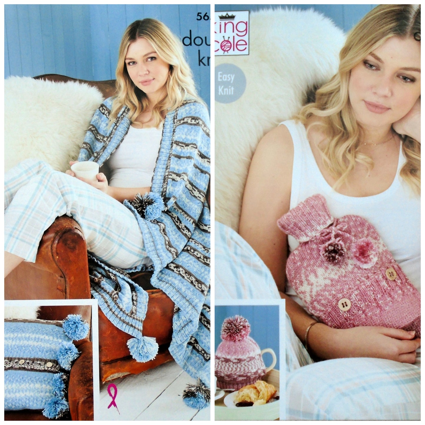 DIGITAL Knitting Pattern Easy Knit Throw, Cushion, Tea Cosy and Hot Water Bottle Cover Fjord DK 5655