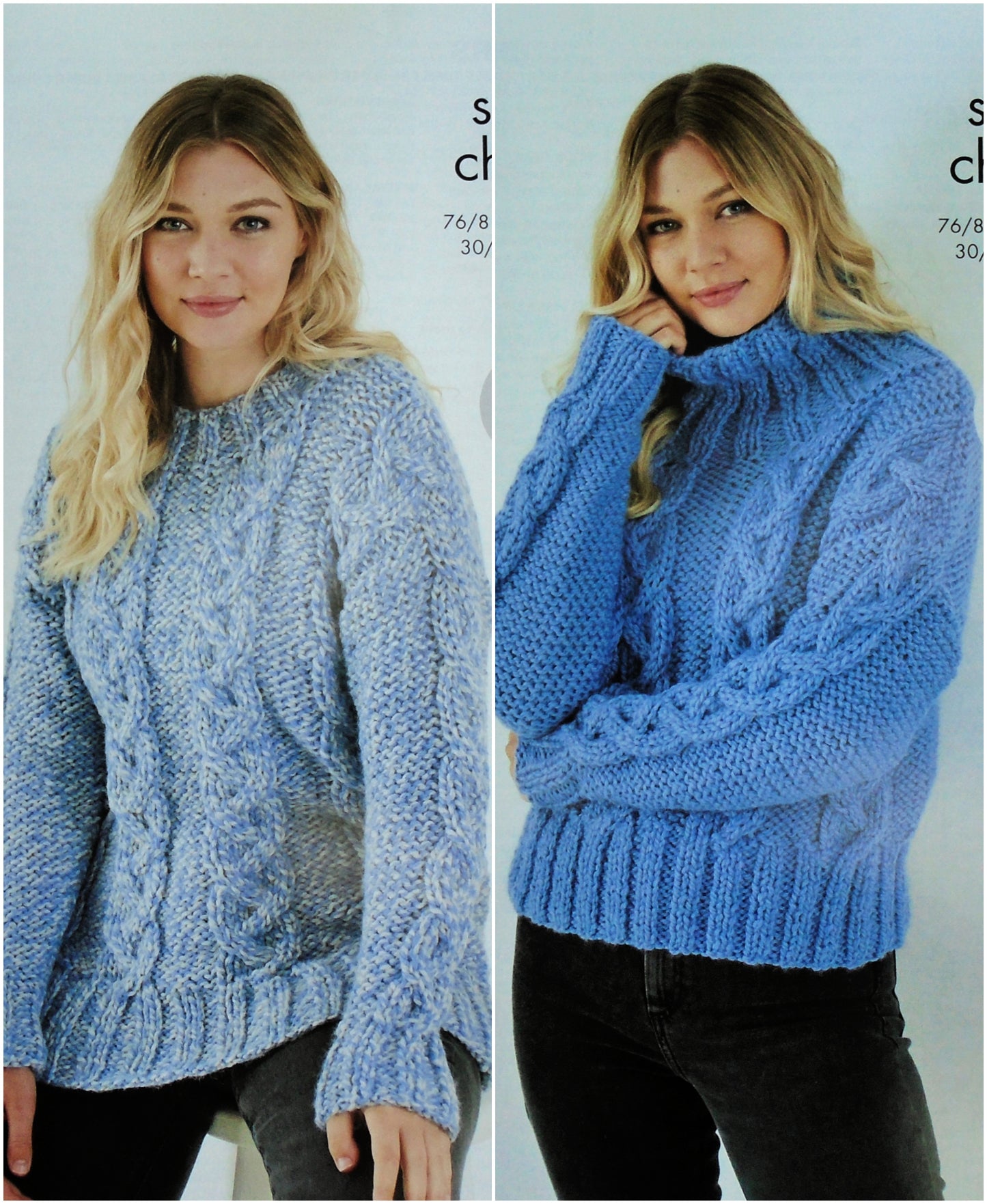 DIGITAL KNITTING PATTERN Ladies Cable Jumpers 2 Lengths Super Chunky King Cole 5666