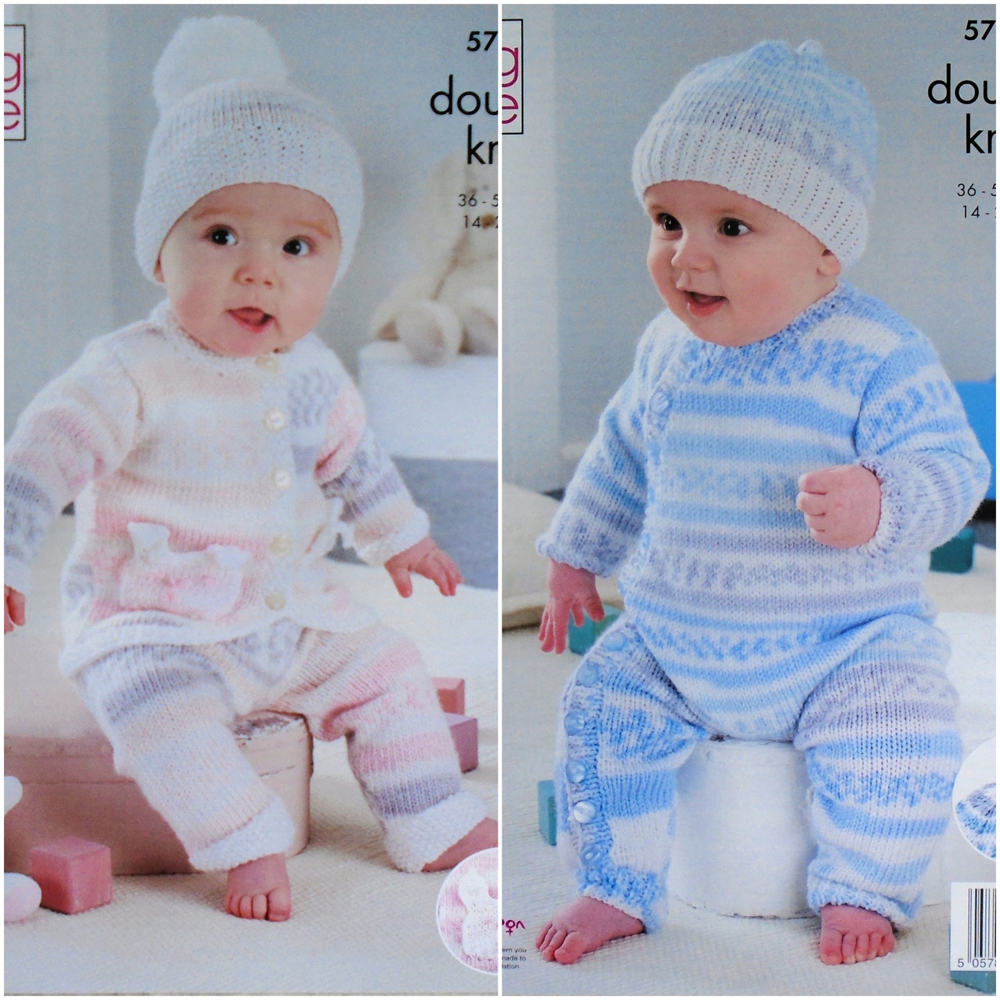 DIGITAL KNITTING PATTERN Baby Cardigan Trousers Hats & All-In-One DK King Cole 5725