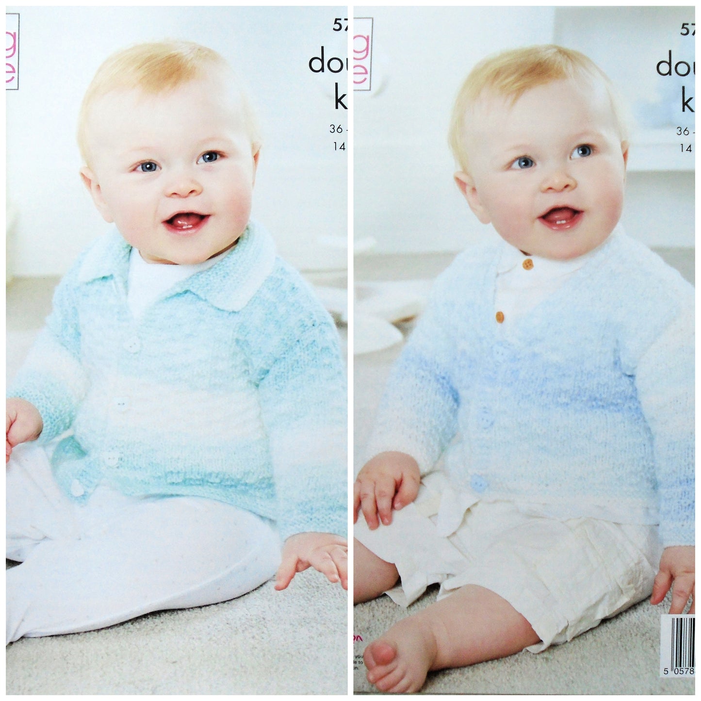 DIGITAL Knitting Pattern Baby Textured Cardigan & Collared Jacket King Cole Baby Pure DK 5774
