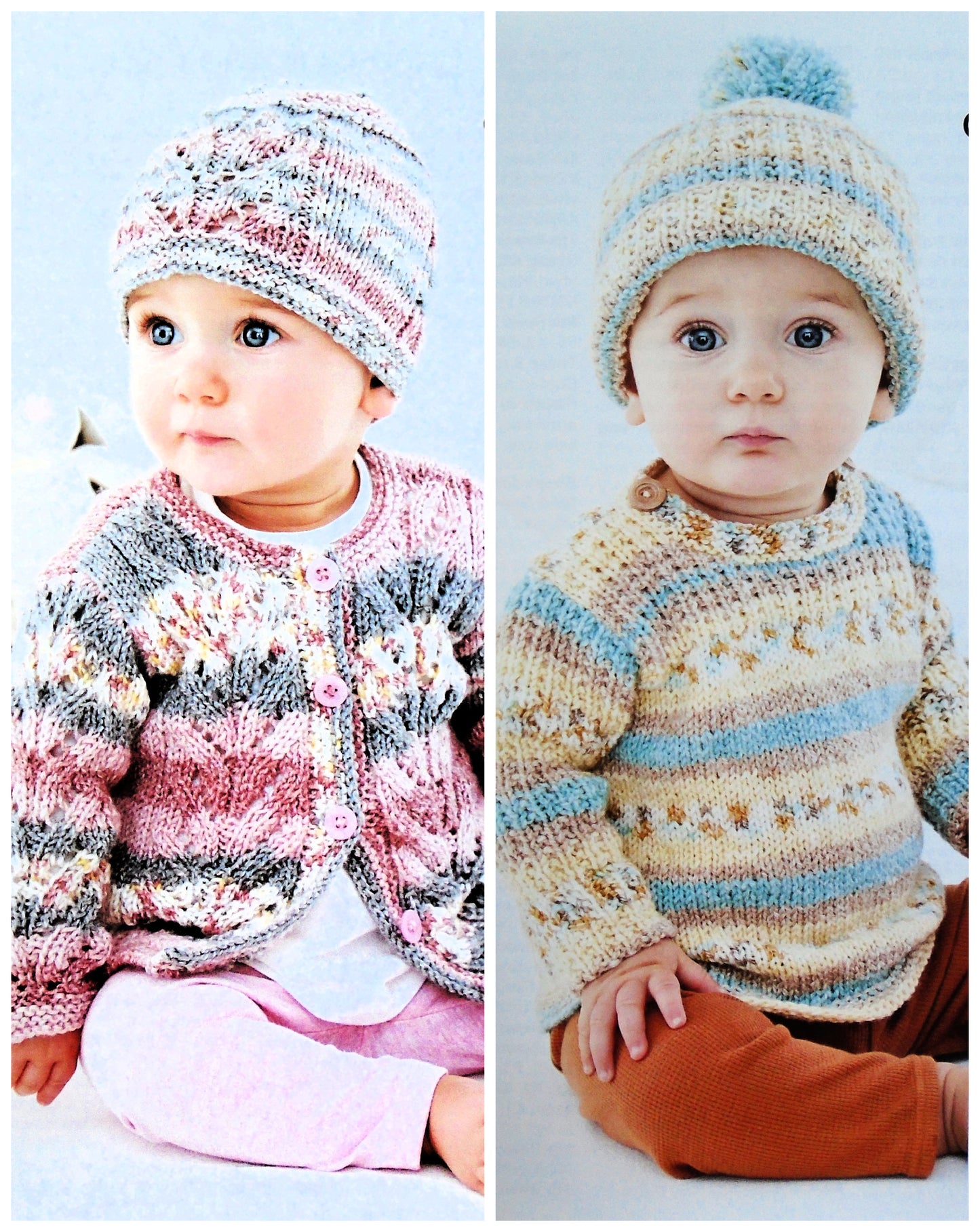 DIGITAL Knitting Pattern Baby Textured Jumper Lace Coat & Hats DK King Cole 5846