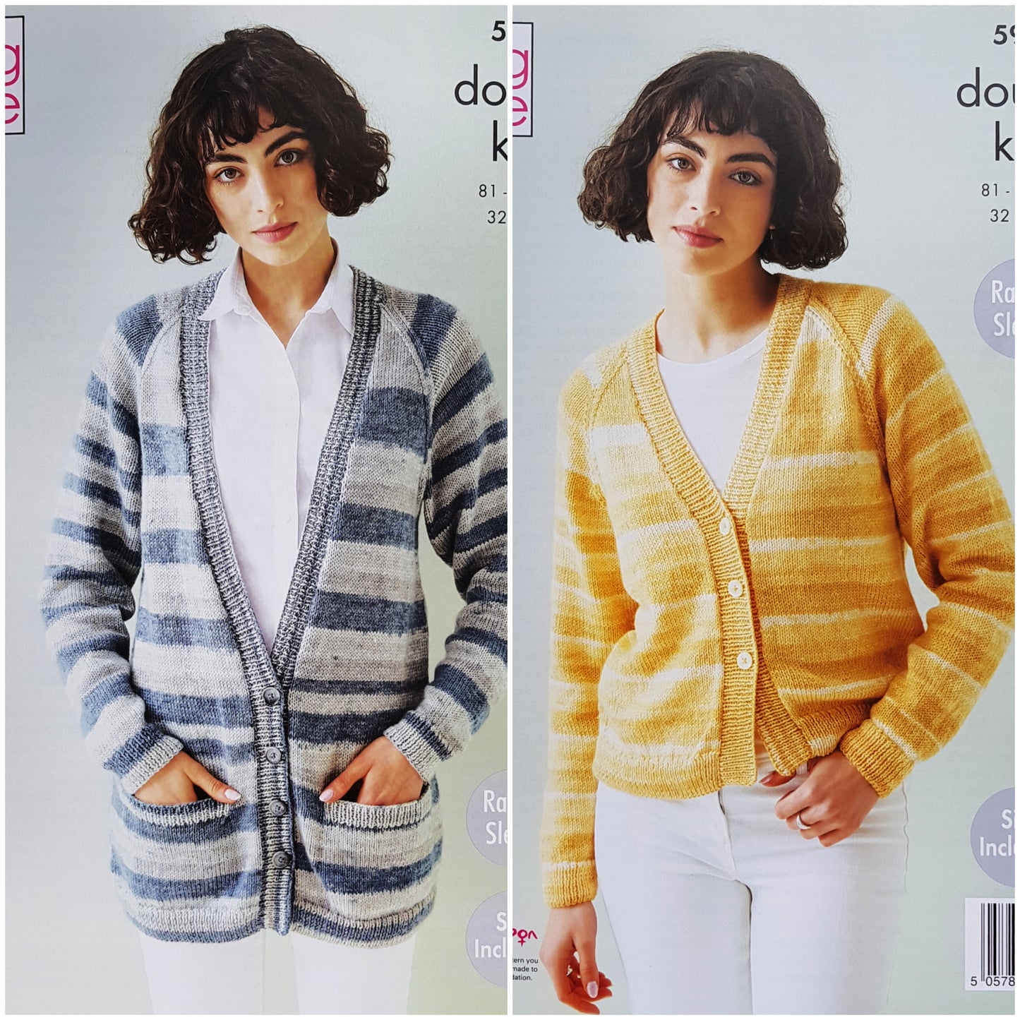 DIGITAL Knitting Pattern Ladies Easy Knit Cardigans 2 Lengths Beaches DK King Cole 5913