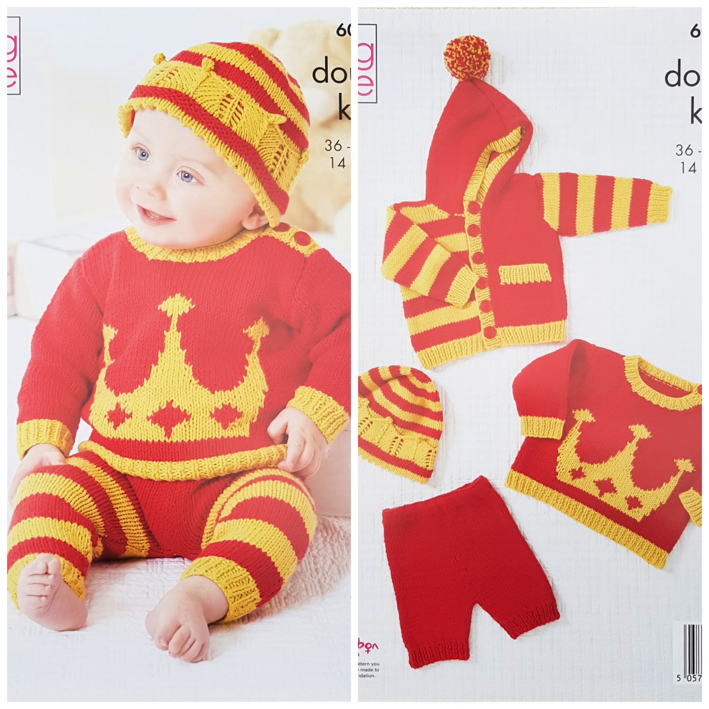 DIGITAL Knitting Pattern Baby Coronation Hoodie Jumper Hat Shorts DK King Cole 6021