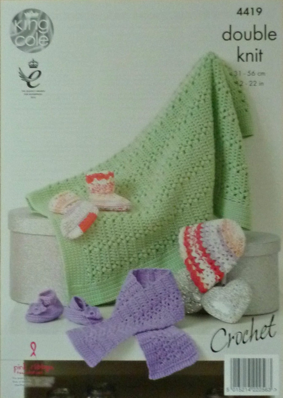 DIGITAL Crochet Pattern Baby Scarf, Shoes, Socks, Hat and Blanket DK King Cole 4419