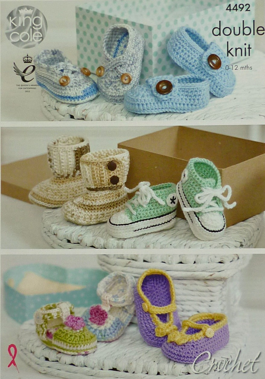 DIGITAL Crochet Pattern Baby Shoes, Boots, Trainers and Sandals DK King Cole 4492