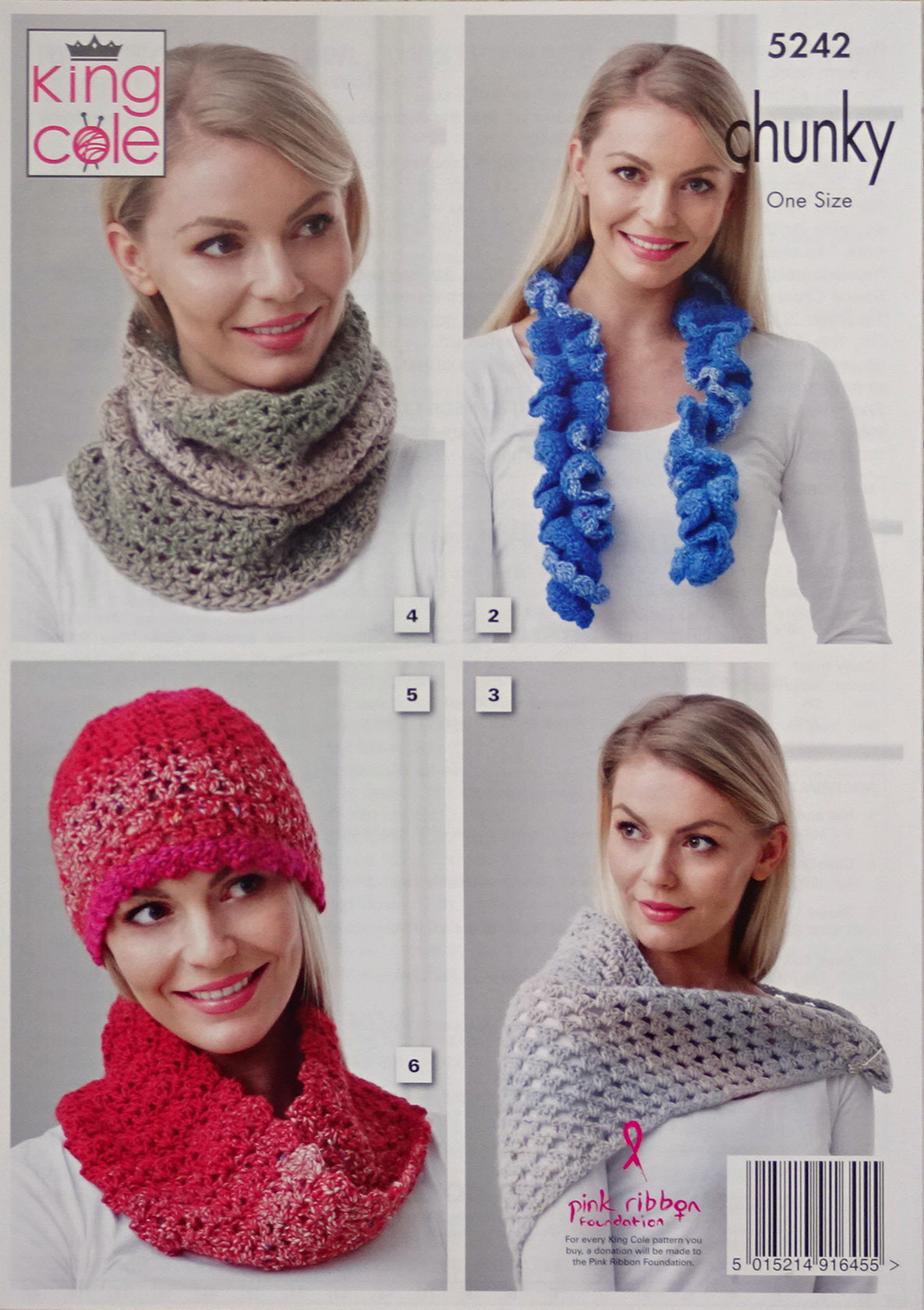 DIGITAL Crochet Pattern Easy Hats, Neck Scarf, Scarf, Wrap & Cowls Chunky King Cole 5242