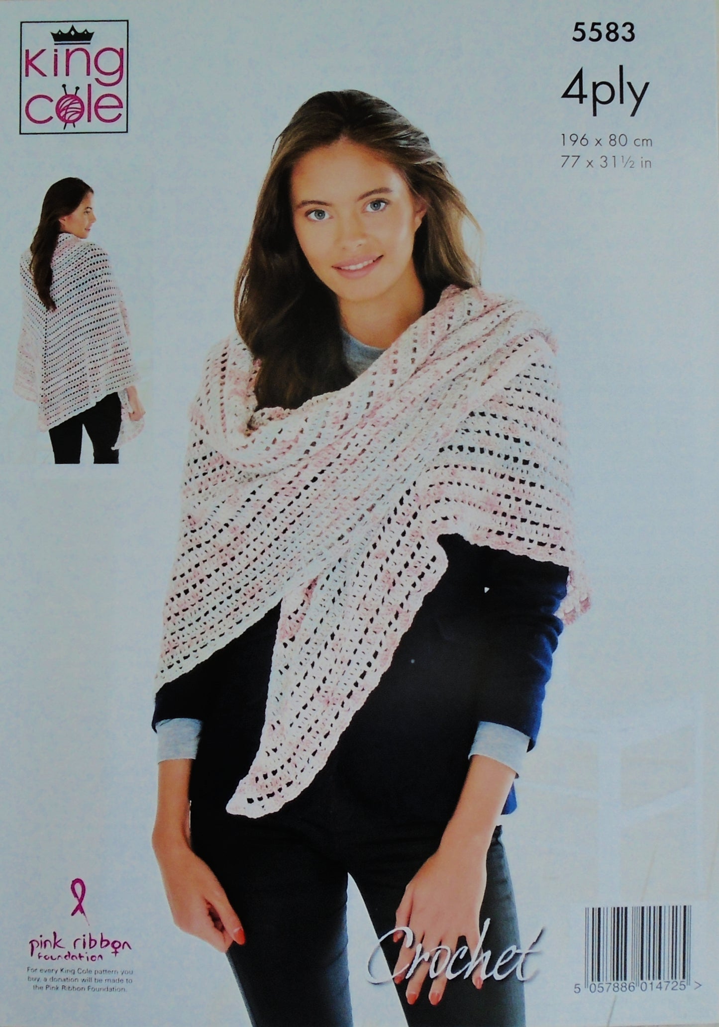 DIGITAL Crochet Pattern Ladies Triangular Shawls/Wraps 2 Styles 4ply King Cole 5583