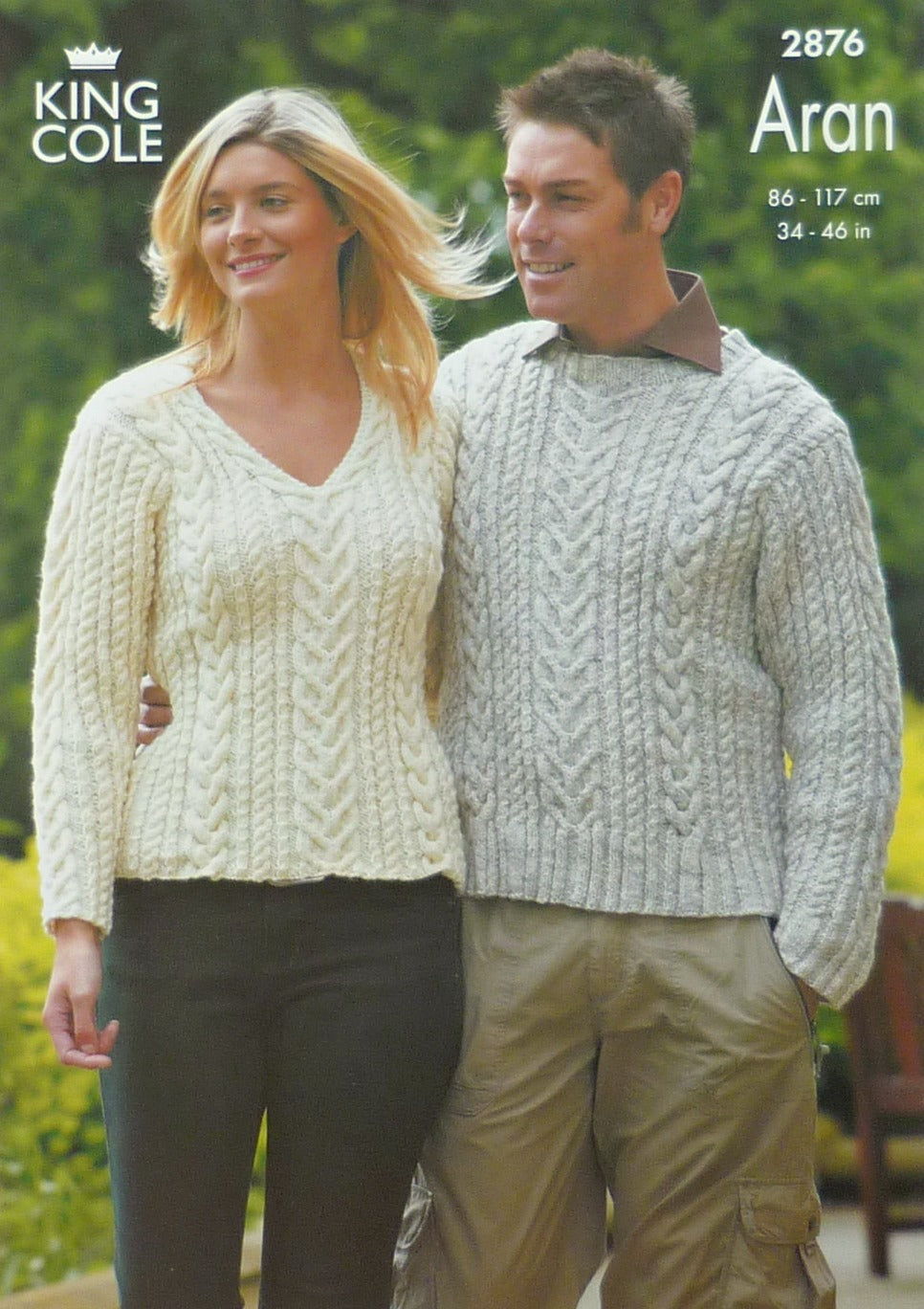 DIGITAL Knitting Pattern Mens & Ladies Cable Jumpers Aran 2876 King Cole
