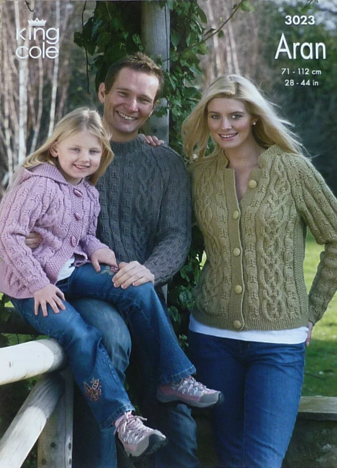 DIGITAL Knitting Pattern Ladies Mens Childrens Cable Jumper, Cardigan & Hooded Jacket Aran 3023