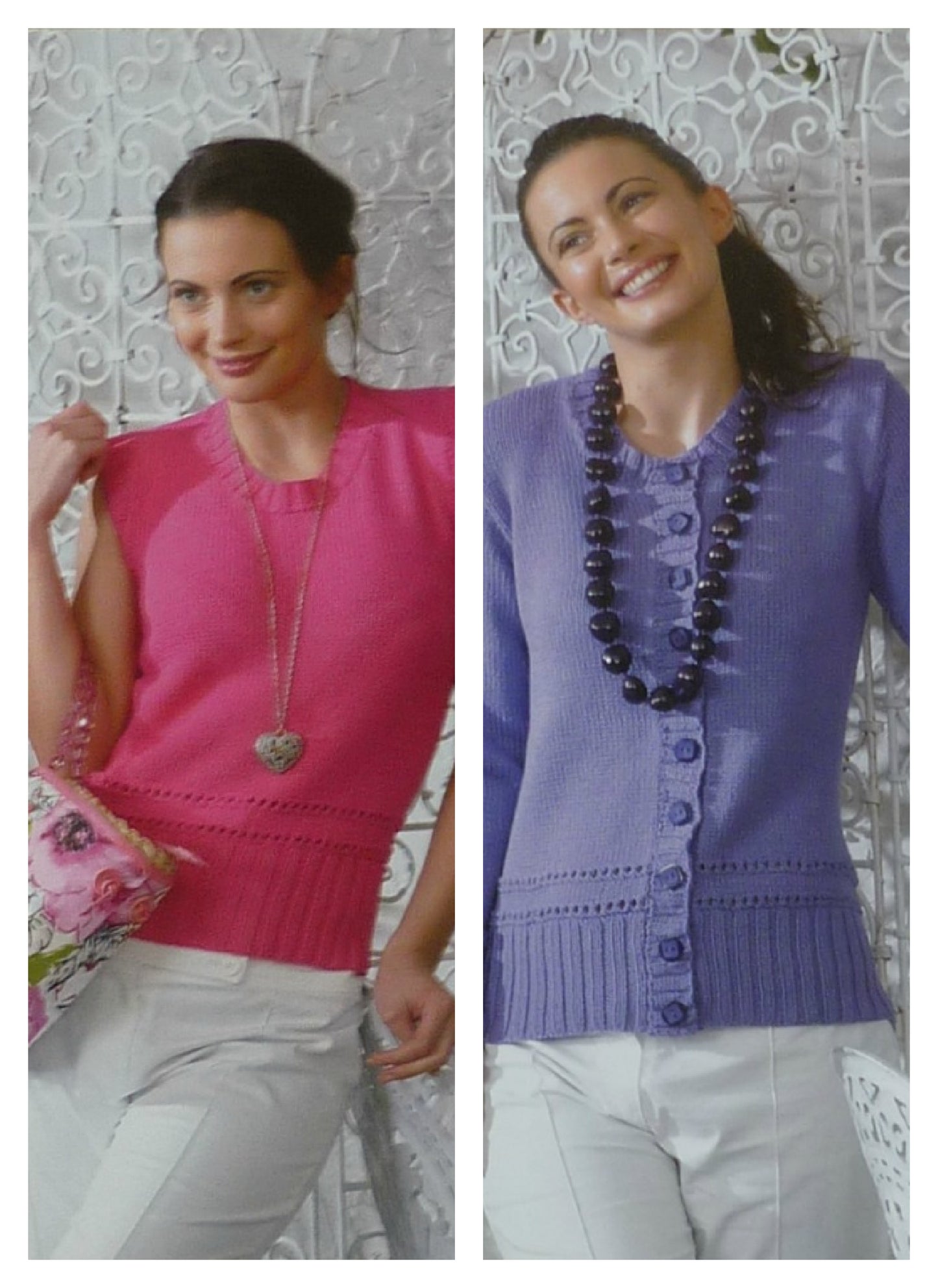DIGITAL Knitting Pattern Ladies Slipover & Cardigan Bamboo DK King Cole 3070