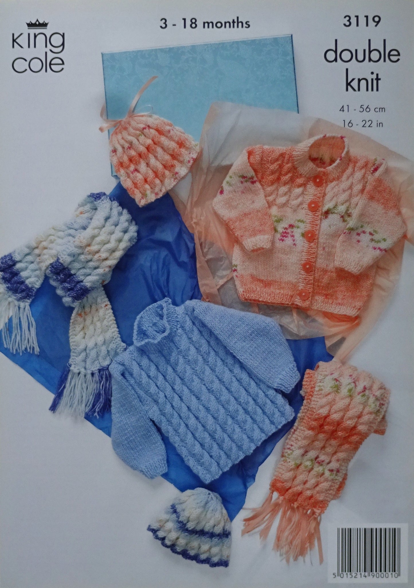 DIGITAL Knitting Pattern Baby's Cable Cardigan, Jumper, Scarf & Hat DK King Cole 3119