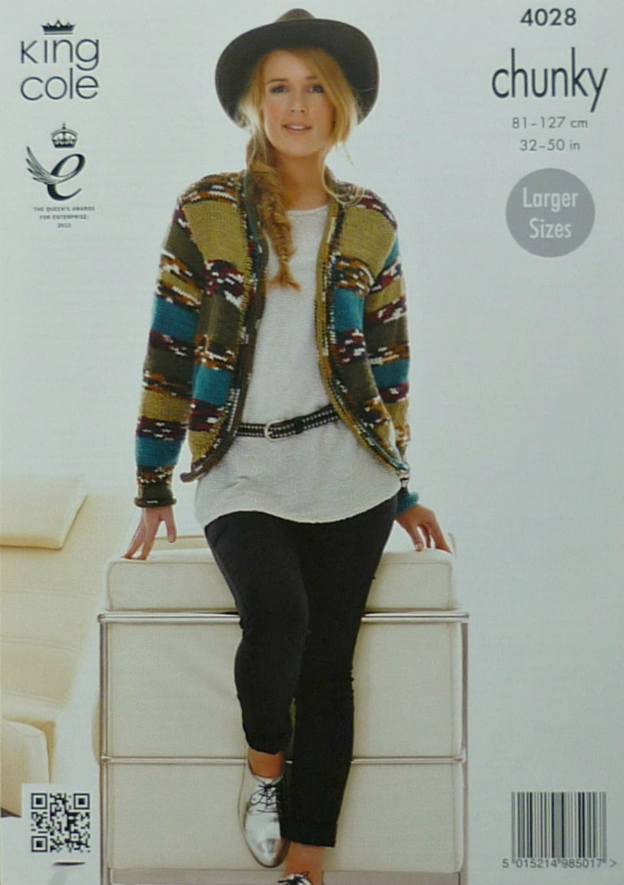 DIGITAL Knitting Pattern Ladies Easy Knit Bolero Jacket and Cardigan Chunky King Cole 4028