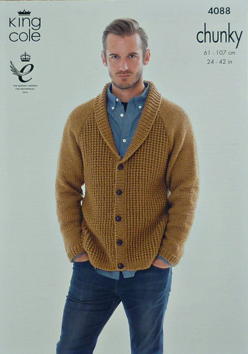 DIGITAL Knitting Pattern Mens/Boys Long Sleeve Round Neck/Hooded Jumper Chunky 4088