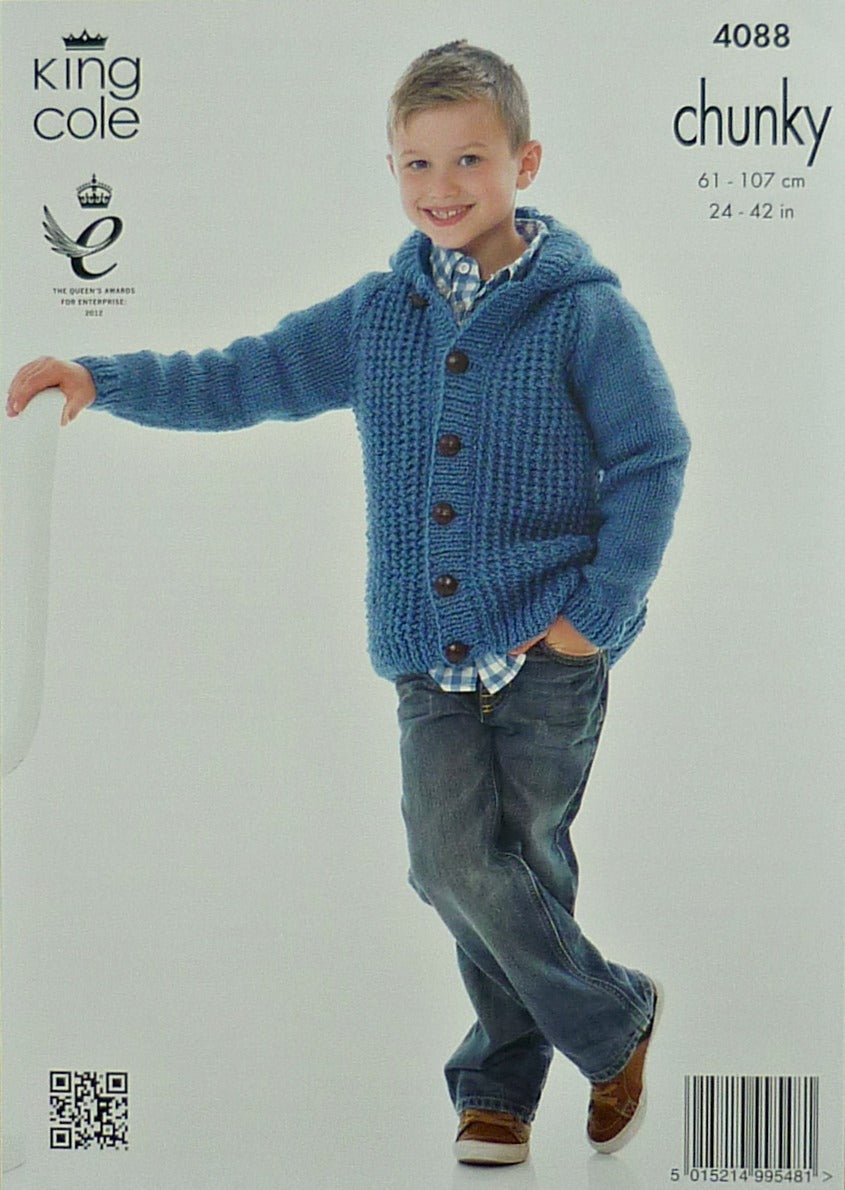 DIGITAL Knitting Pattern Mens/Boys Long Sleeve Round Neck/Hooded Jumper Chunky 4088