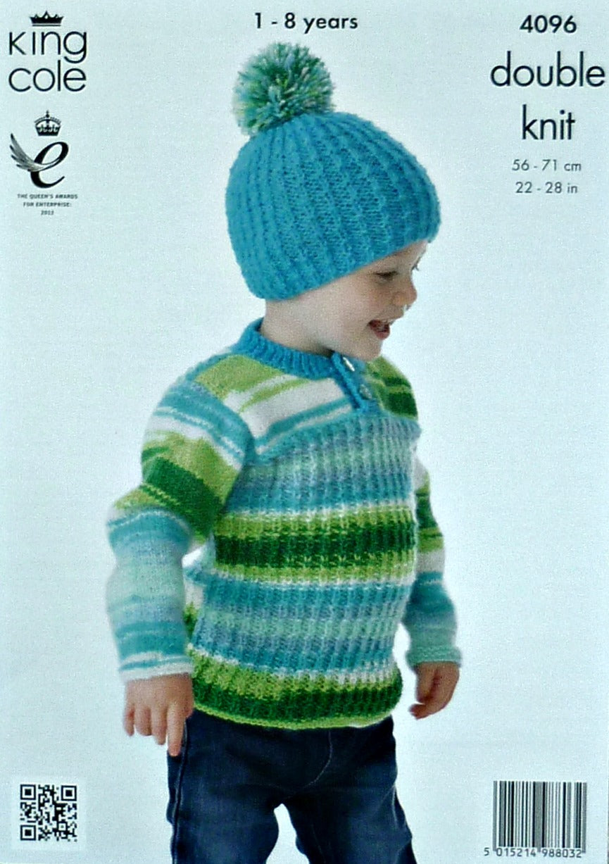 DIGITAL Knitting Pattern Childrens Lace Edged Tunic, Handwarmers Hat & Jumper DK 4096