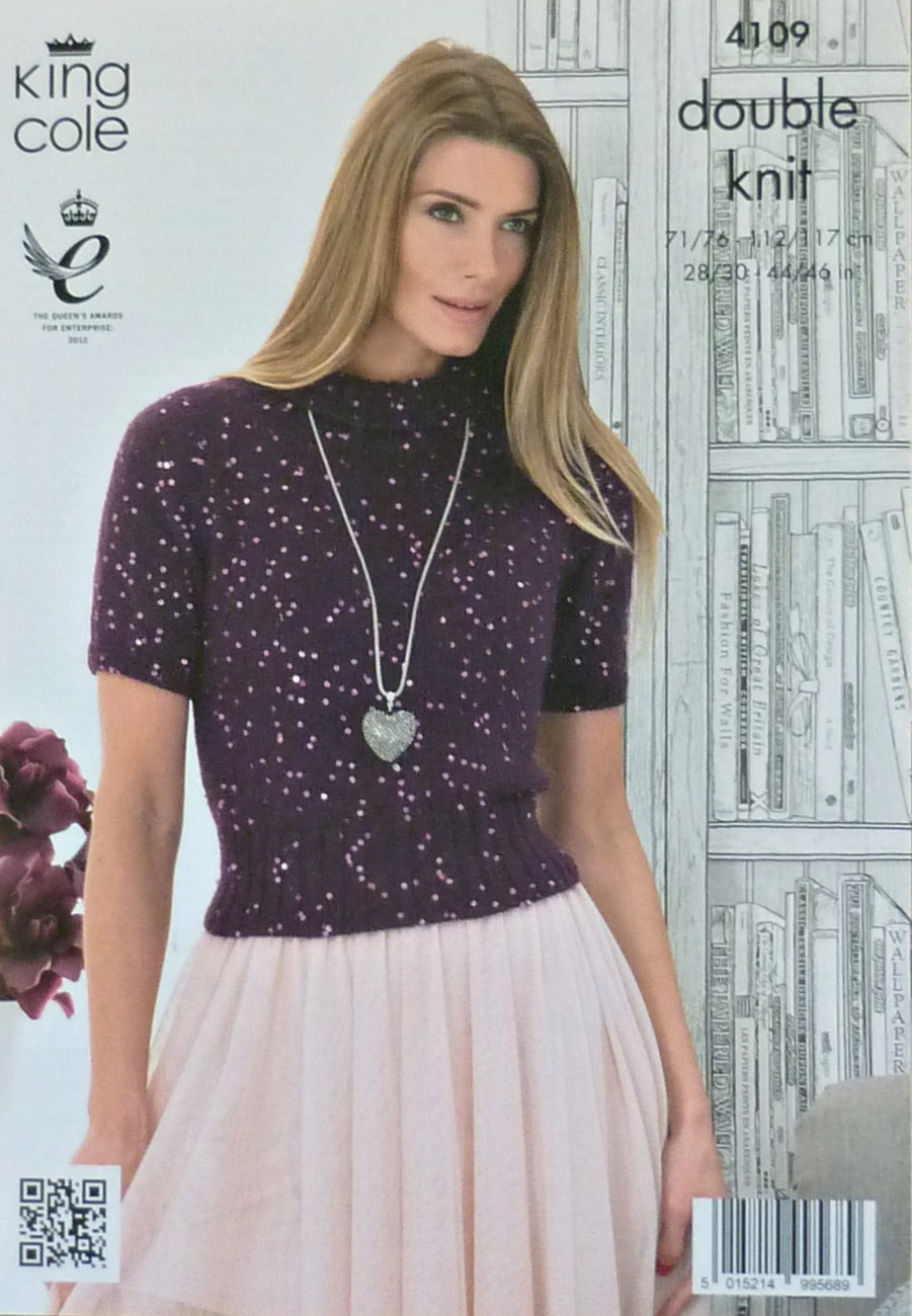 DIGITAL Knitting Pattern Ladies Turtle Neck Jumper and Roll Neck Jumper Galaxy DK King Cole 4109