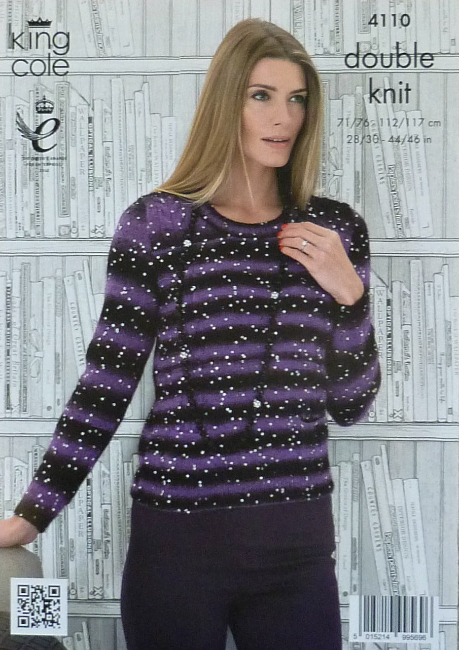 DIGITAL Knitting Pattern Ladies Cardigan & Jumper with Pockets Galaxy DK King Cole 4110