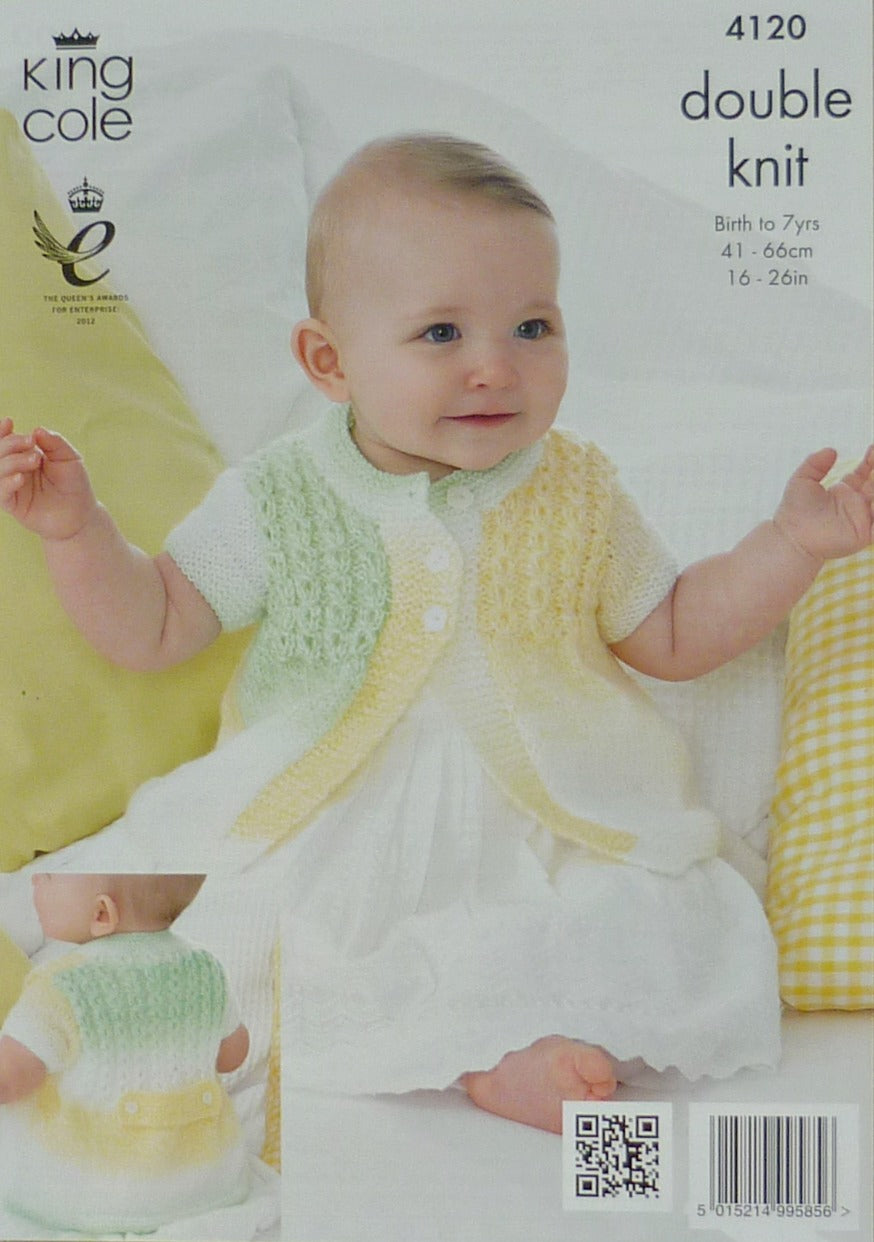 DIGITAL KNITTING PATTERN Baby Short Sleeve Bolero & Long Sleeve Jacket DK King Cole 4120