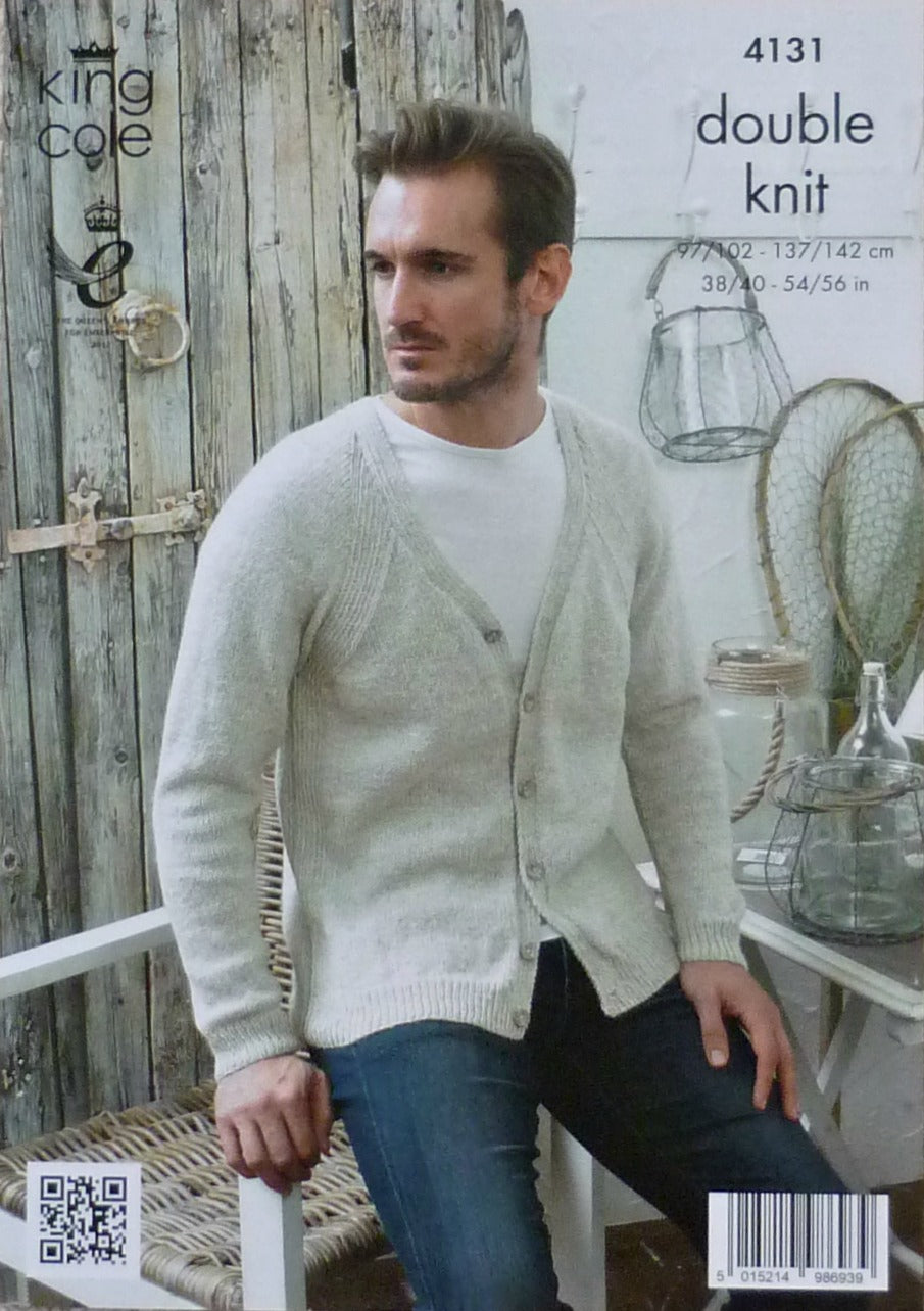 DIGITAL Knitting Pattern Mens Jumper and Cardigan DK 4131 King Cole