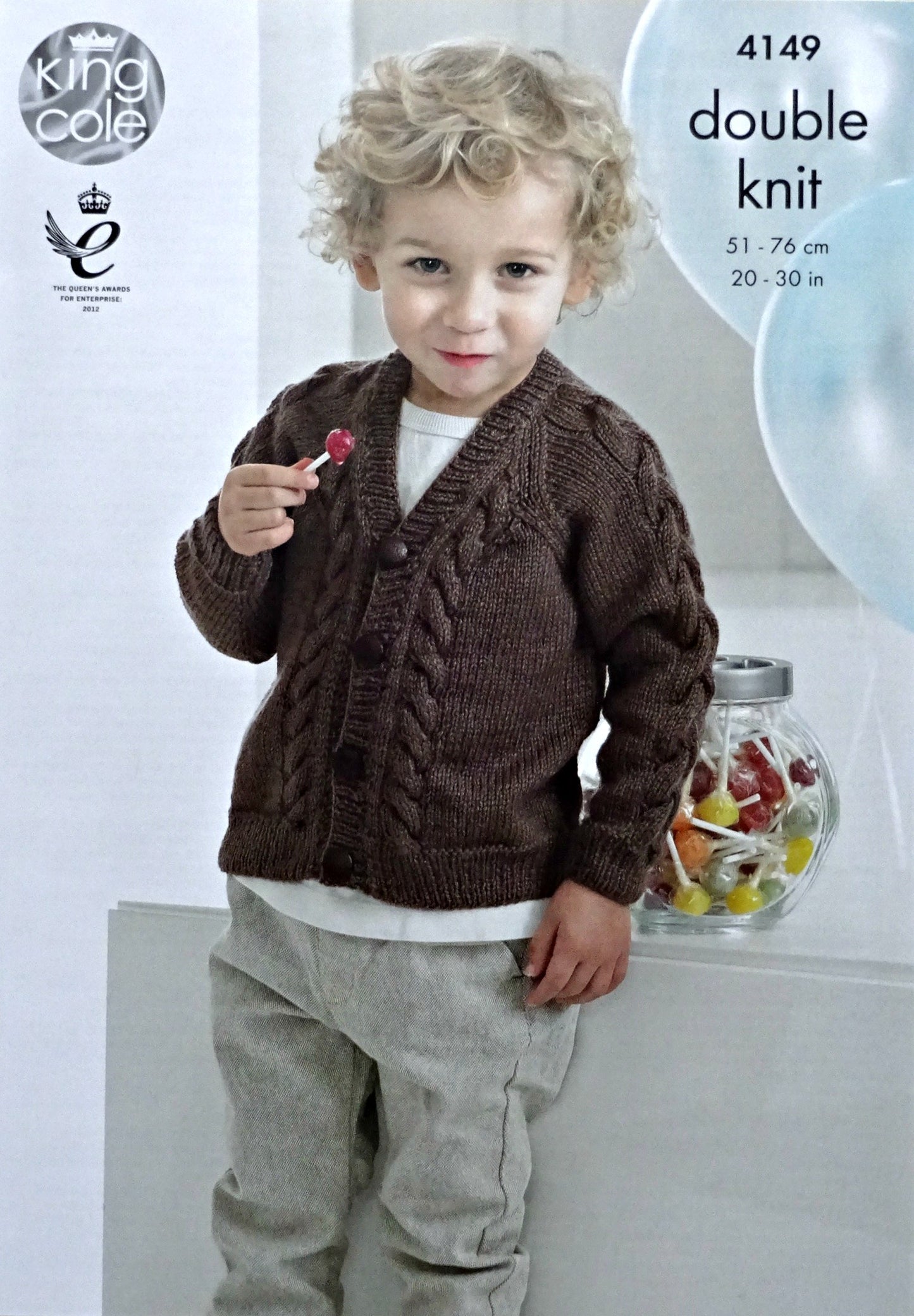 DIGITAL Knitting Pattern Boys Long Sleeve Cable Cardigan and Jumper DK King Cole 4149