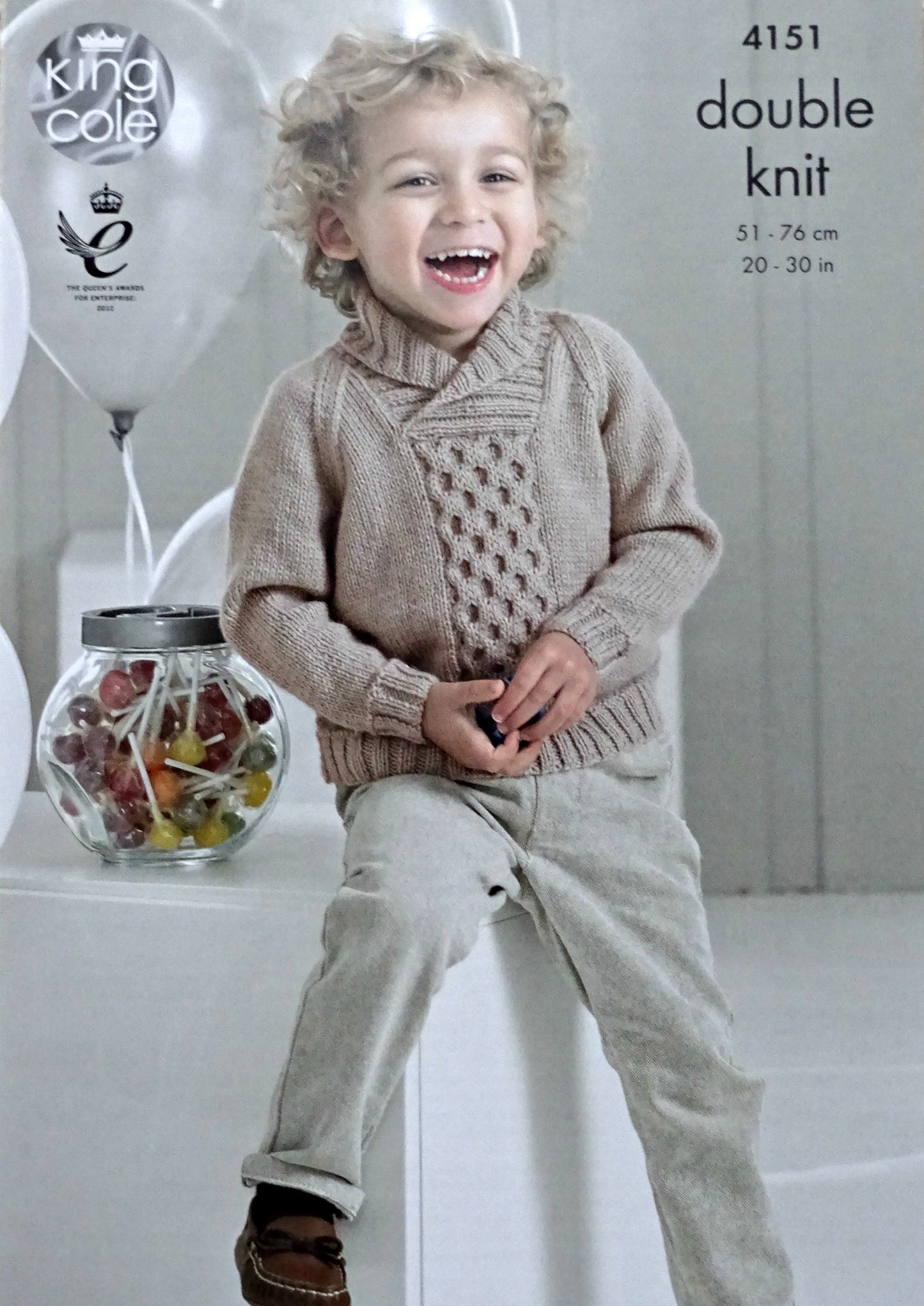 DIGITAL Knitting Pattern Boys Roll Neck or Round Cable Jumper DK King Cole 4151