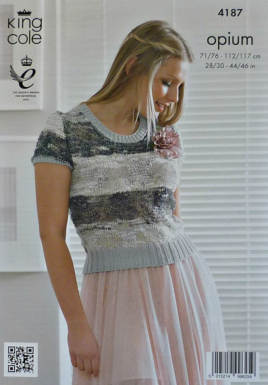 DIGITAL Knitting Pattern Girls/Ladies Easy Knit Long/Short Sleeve Jumpers Opium King Cole 4187