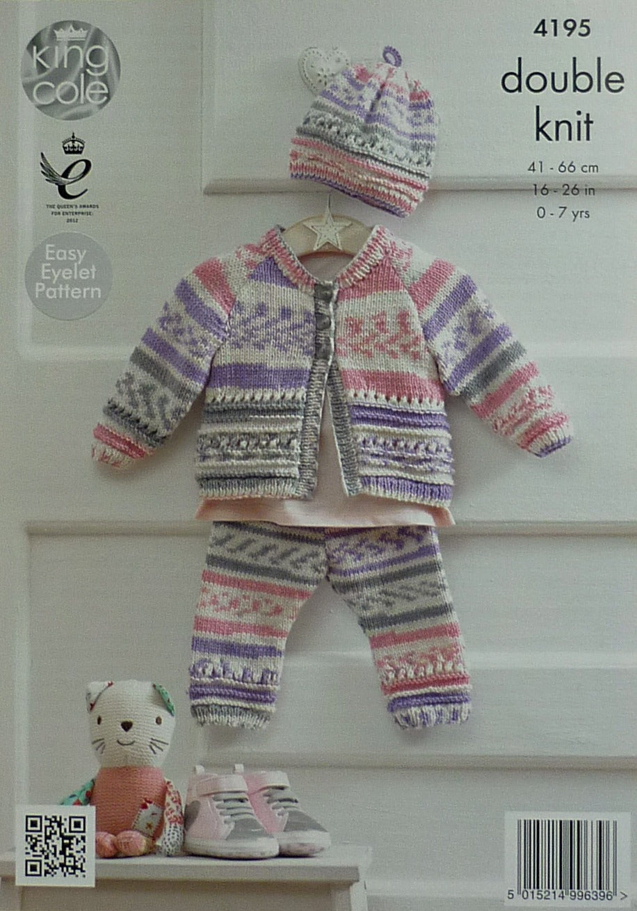 DIGITAL Knitting Pattern Baby Coat, Leggings and Hat Cherish DK King Cole 4195