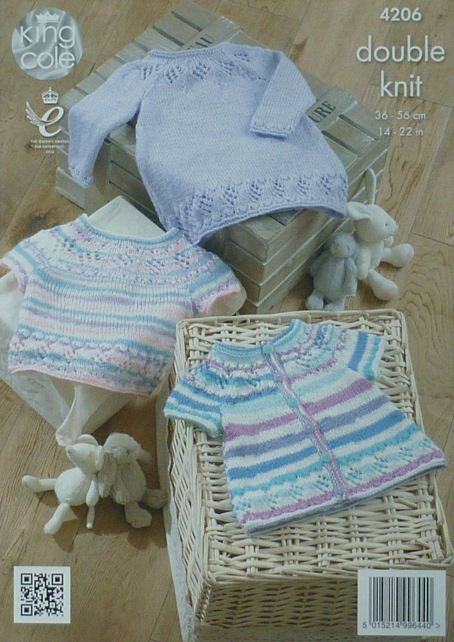 DIGITAL Knitting Pattern Baby Dress, Jumper and Cardigan DK King Cole 4206